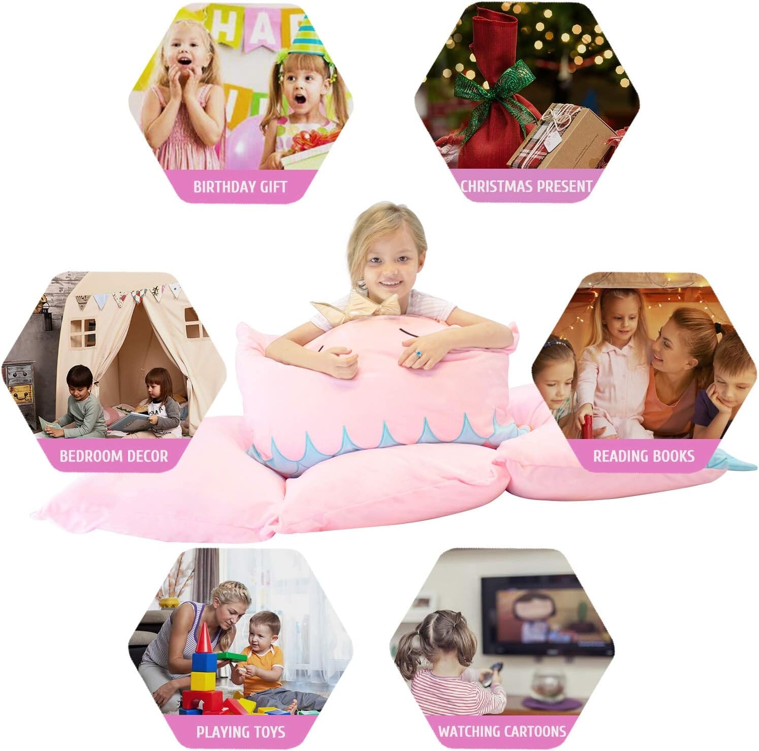 Unicorn Kids Floor Pillow - Soft Bed Seat Cover for Girls, Queen Size - Perfect for Playroom, Bedroom, and Cozy Reading Nook