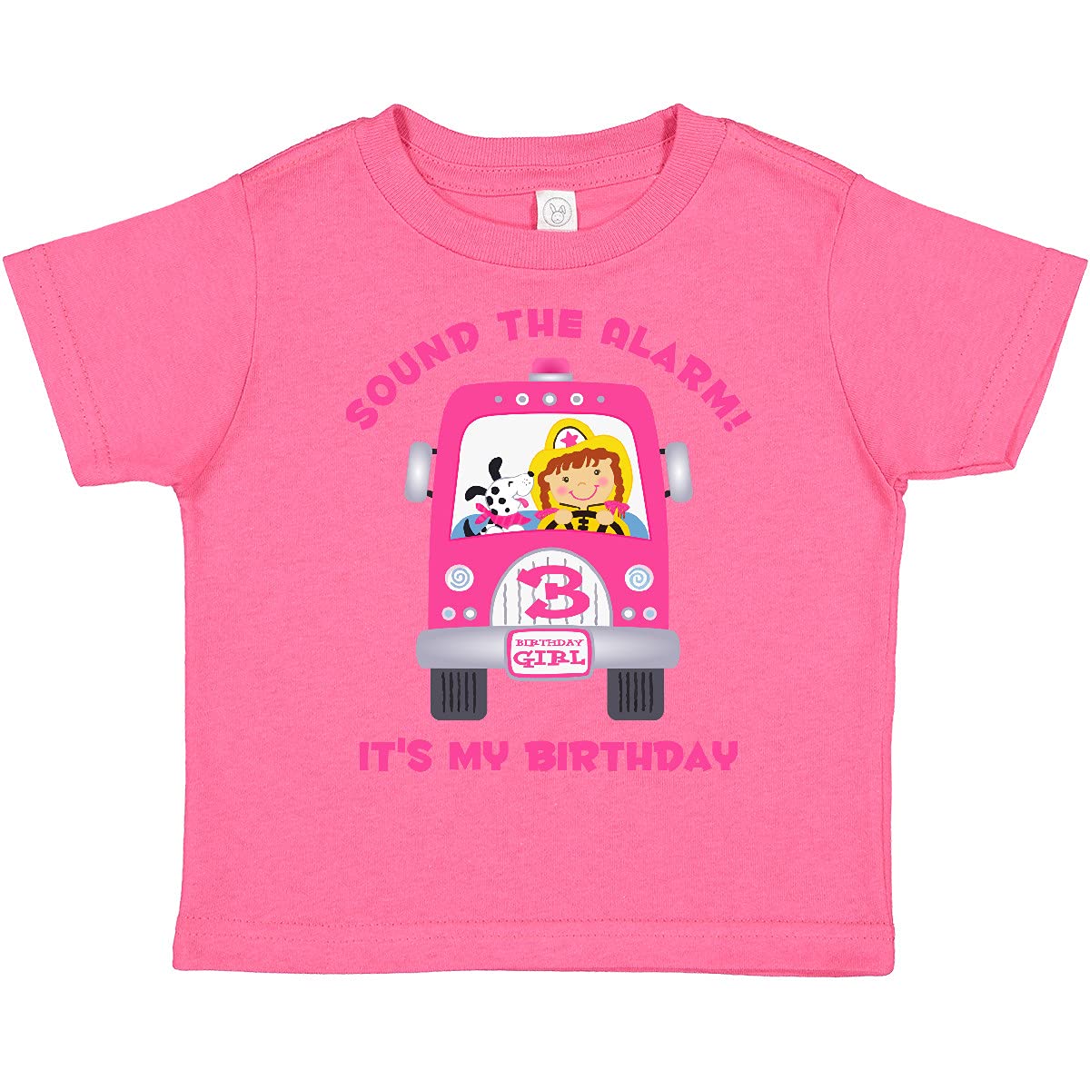 Fire Truck Girl 3rd Birthday Toddler T-Shirt - Cute Toddler Outfit for Birthday Parties & Playdates
