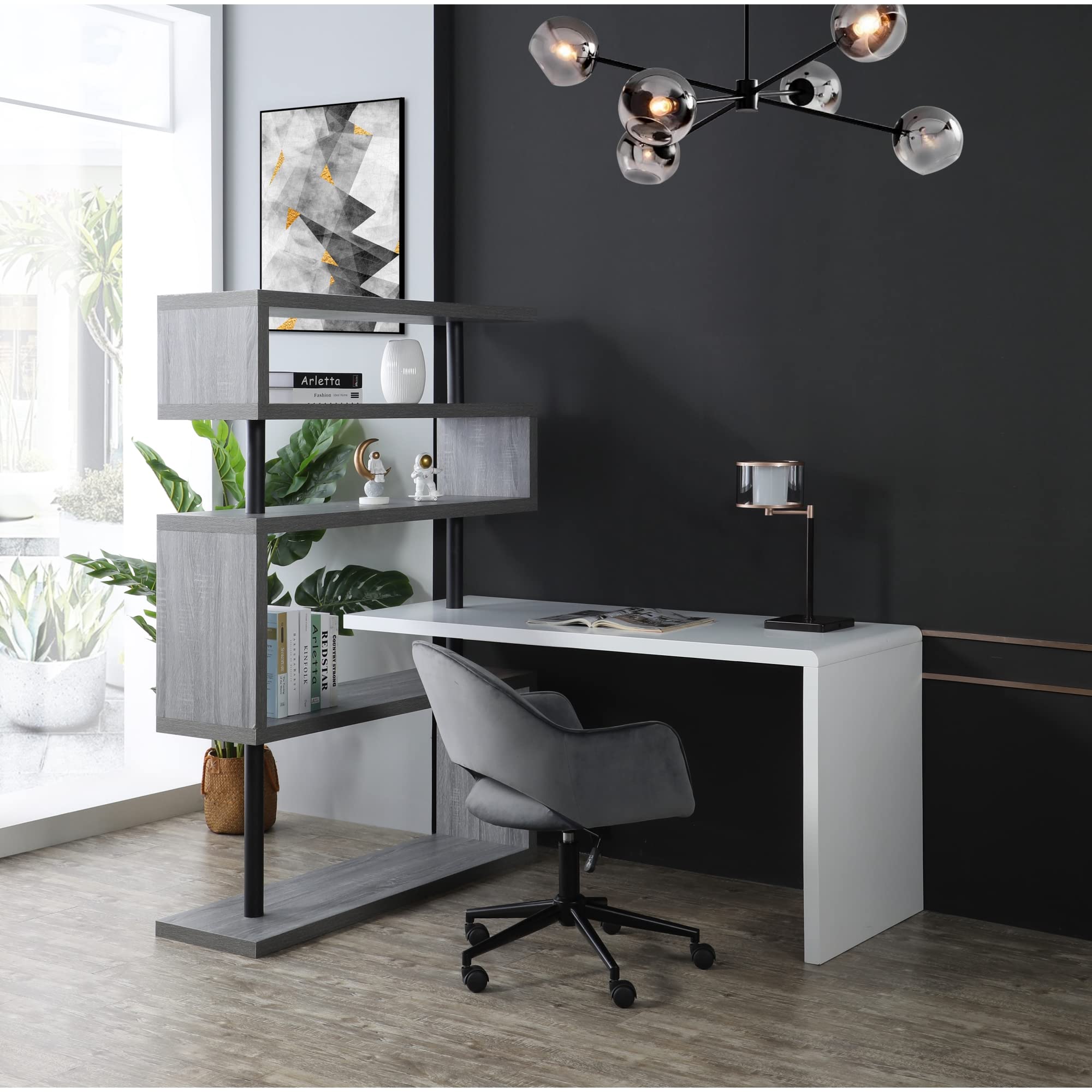 Loft Lyfe Naya Reversible Space Saving Writing Desk - White & Grey Modern Home Office Desk for Small Spaces | Perfect for Apartments, Dorm Rooms & Workspaces