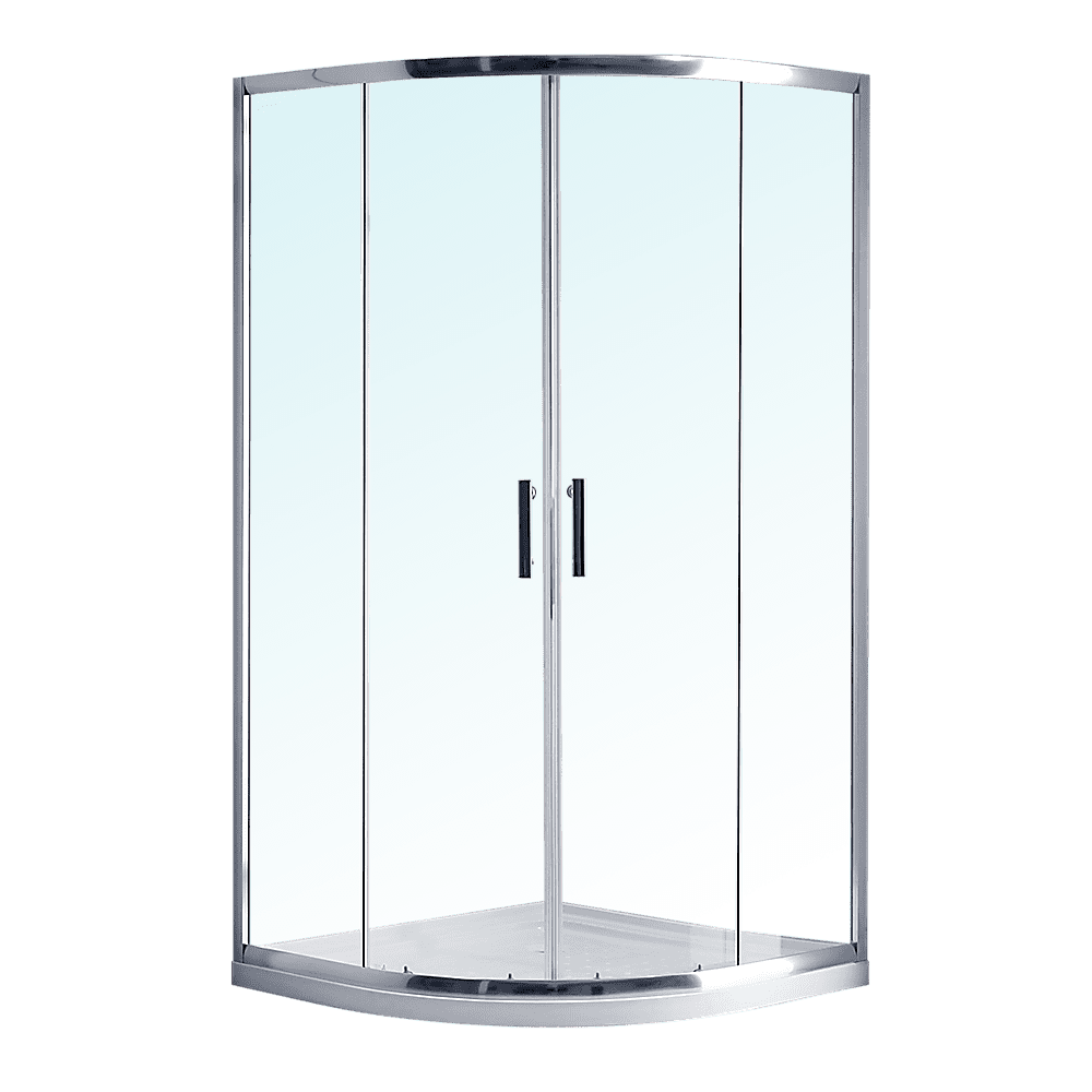 100 x 100cm Chrome 6mm Rounded Sliding Curved Shower Screen with Base - Perfect for Modern Bathrooms & Spa-Like Showers