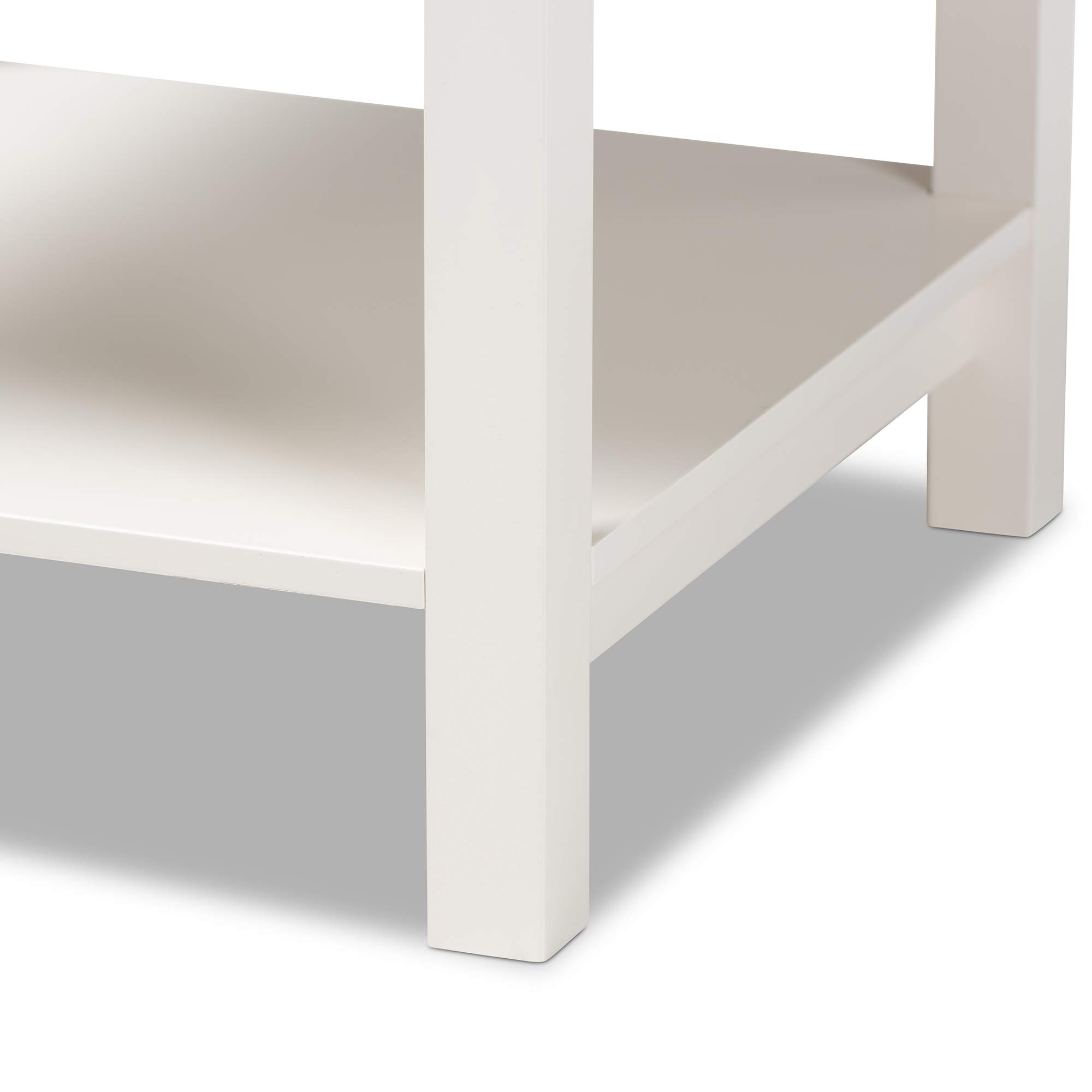 Baxton Studio White Nightstand - Modern Bedside Table with Drawer for Bedroom, Living Room & Guest Room