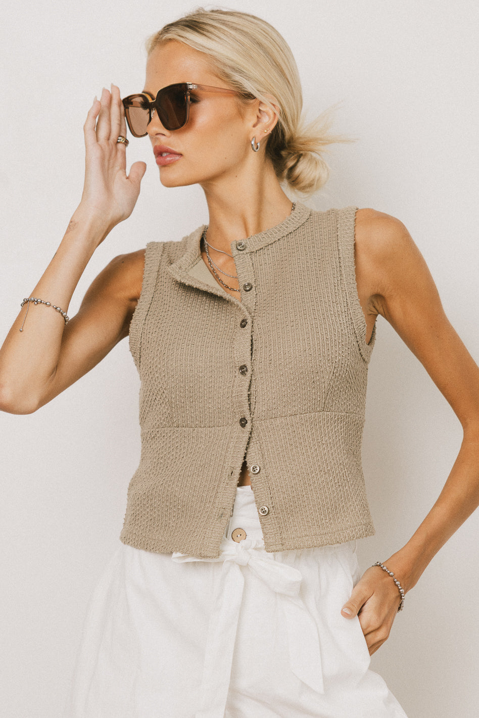 Griffin Knit Tank Top for Women - Soft Sage Green Sleeveless Shirt, Breathable Summer Casual Wear, Perfect for Yoga, Beach, and Everyday Outfits