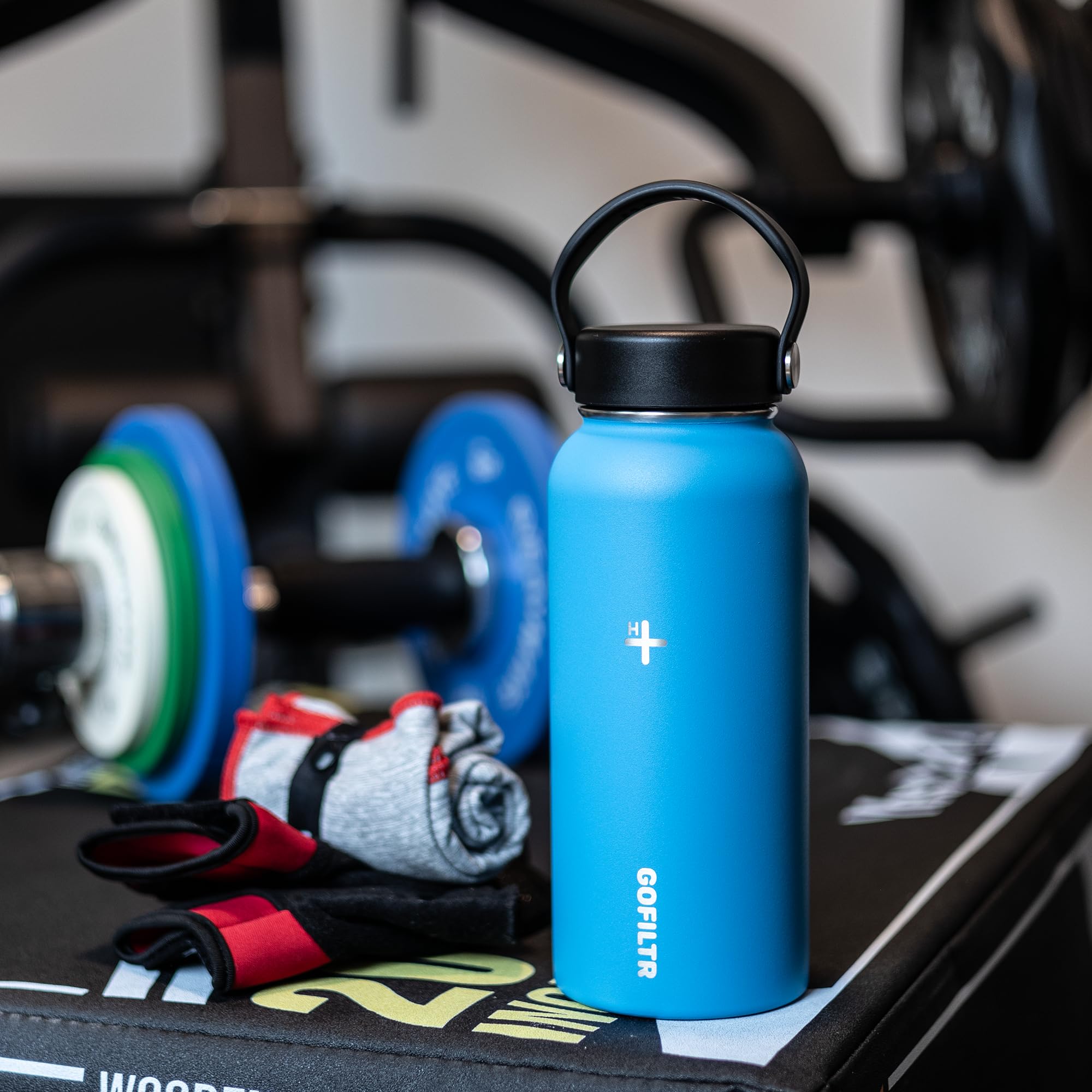 32 oz Insulated Alkaline Water Bottle with 2 pH 9.5 Infusers - Leakproof Sports Water Jug for Gym, Hiking & Travel (Ibiza Blue) - Creates Healthy Alkaline Hydration On-The-Go