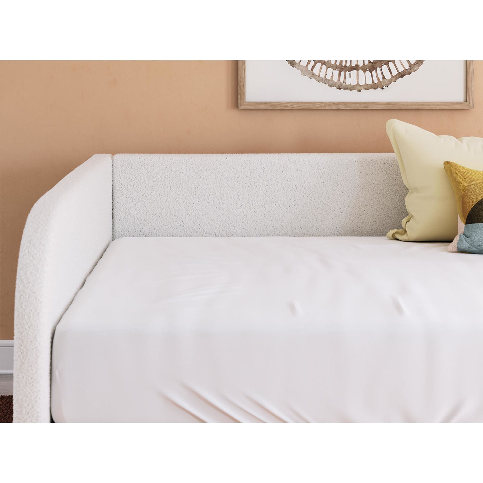 Arloster Daybed in Tan/White - Modern Sofa Bed for Living Room, Guest Room & Small Spaces