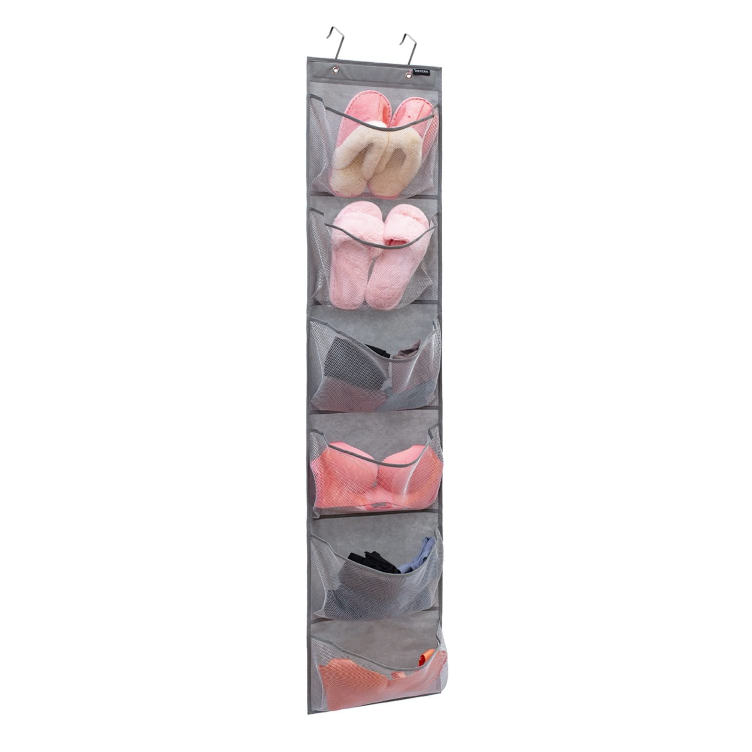 Extra Large Over The Door Shoe Organizer - 6 Mesh Pockets Hanging Shoe Storage for Closet, Bedroom & Entryway - Space Saving Shoe Holder for Narrow Doors & Small Spaces