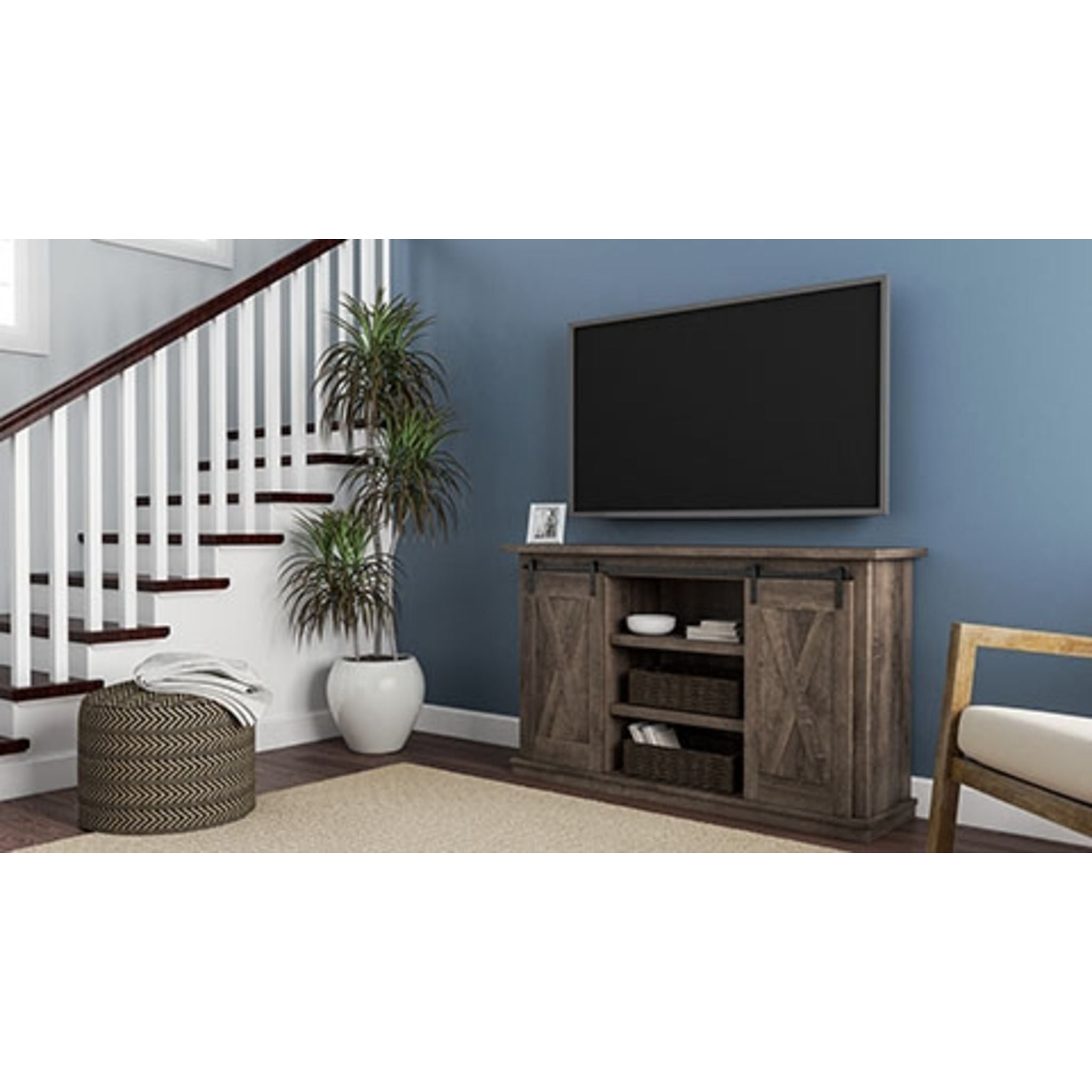 Arlenbry Modern TV Stand with Storage - 60 Inch Entertainment Center for Living Room, Gray - Perfect for Flat Screen TVs & Home Theater Setup