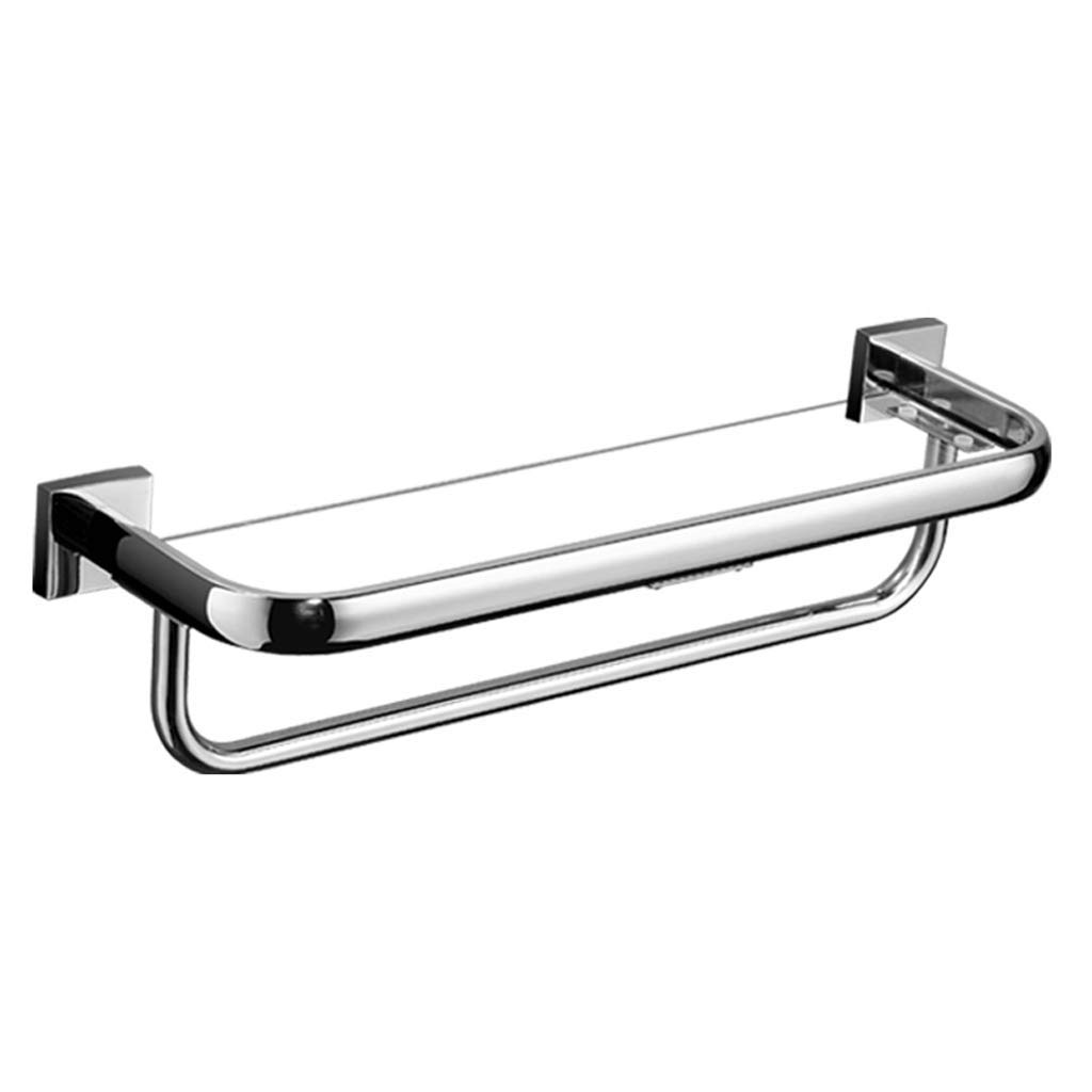 MGMDIAN 70cm Stainless Steel Bathroom Shelf - Rustproof 304 Steel Glass Shelf for Bathroom, Shower, Kitchen | Towel Rack, Cosmetic Organizer, Bath Accessories | Perfect for Small Spaces & Modern Decor