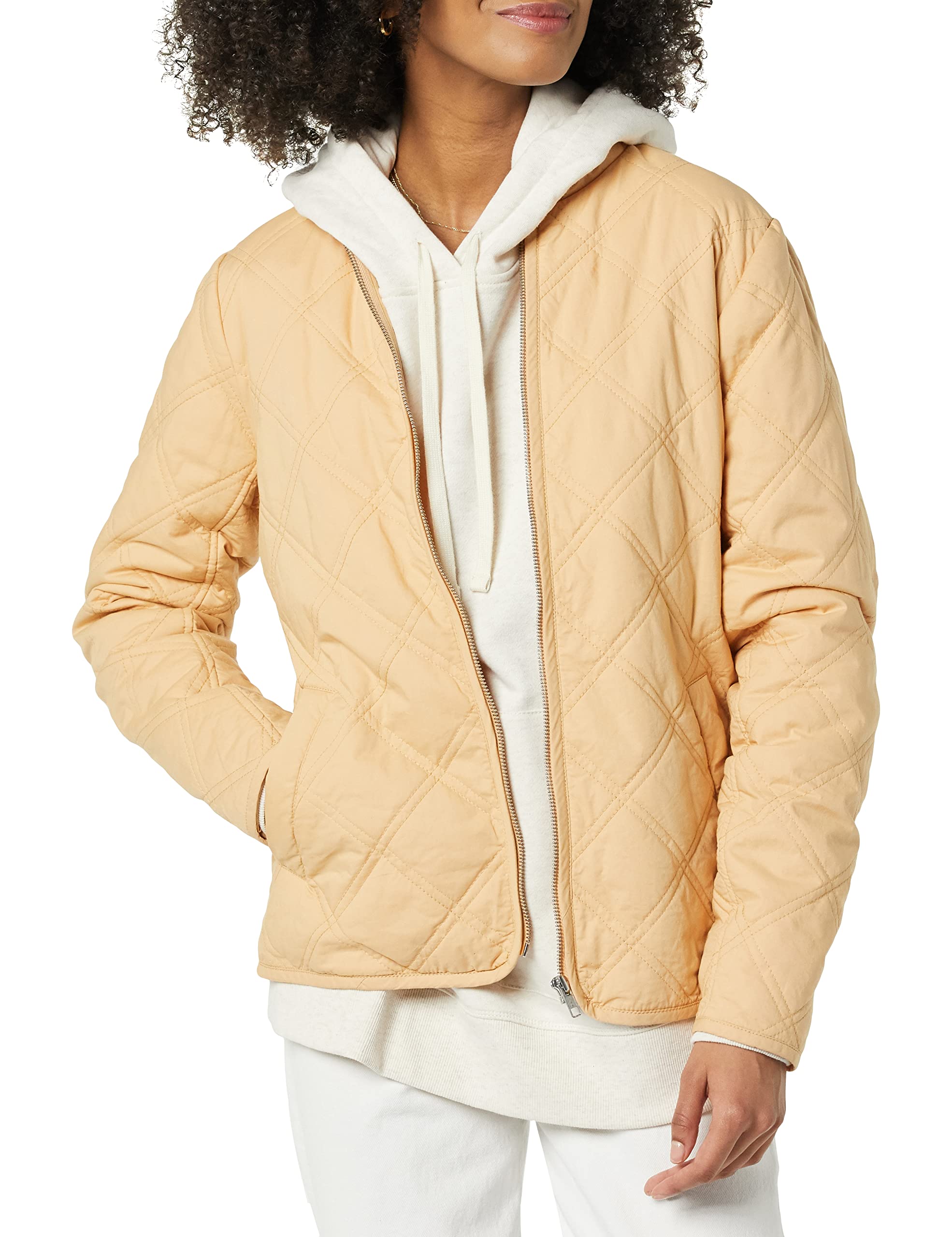 Amazon Essentials Women's Lightweight Padded Jacket - Water-Resistant Winter Coat with Removable Hood for Outdoor Activities, Commuting & Travel