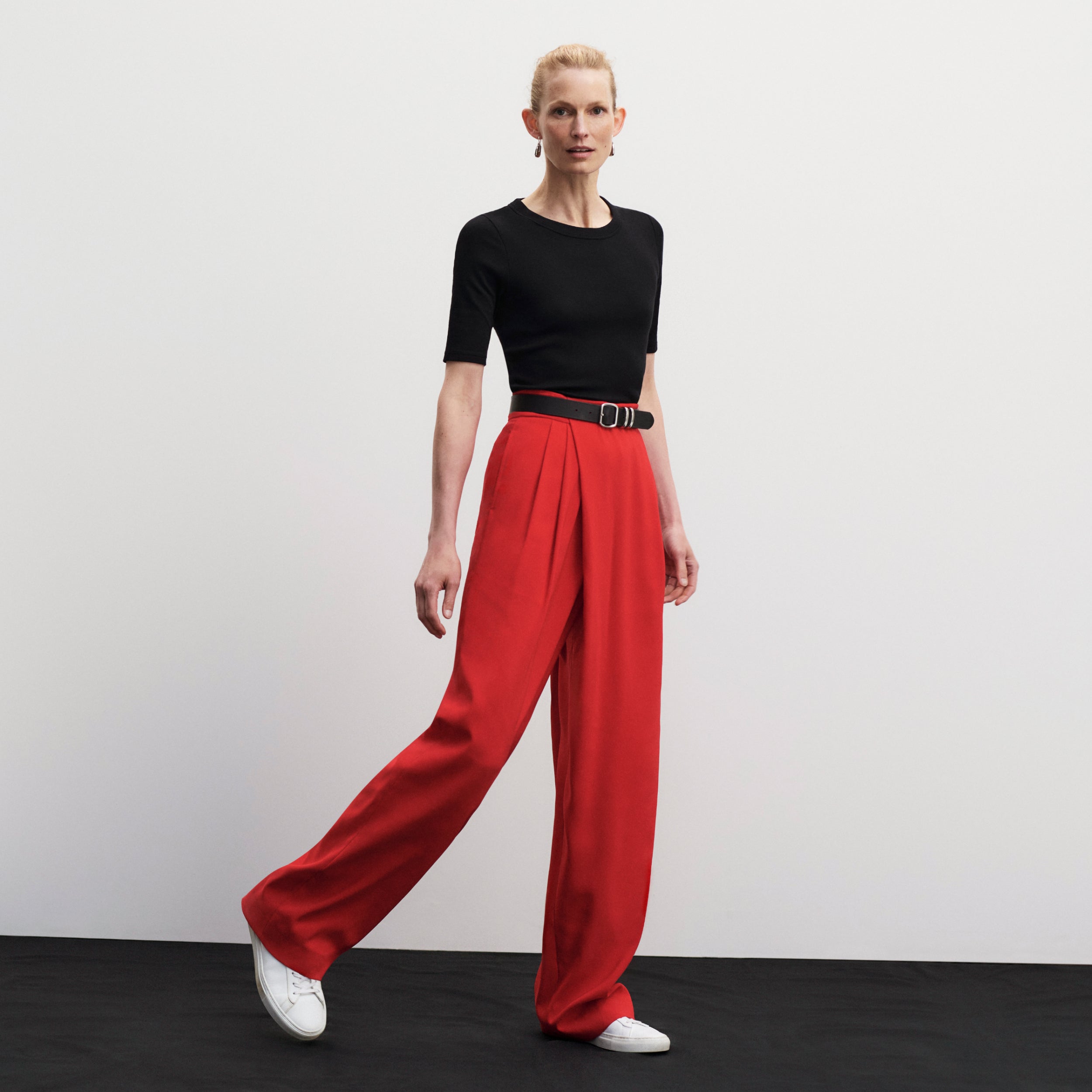 Conway Pant Eco Sateen Women's Trousers - Maraschino Red High-Waisted Work Pants for Office & Business Casual Wear