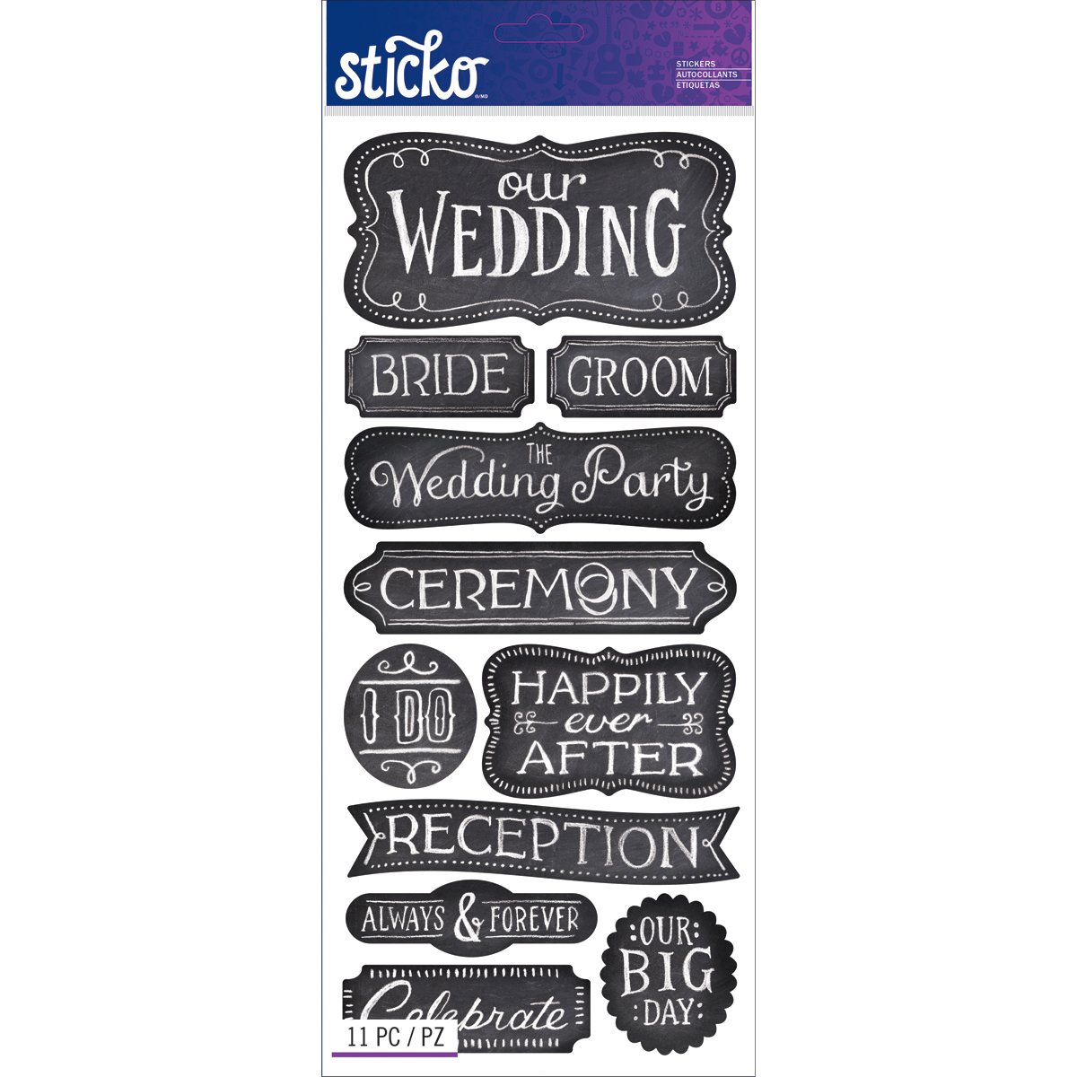 Sticko Wedding Chalk Words 52-60135 - DIY Wedding Decorations, Chalkboard Signs for Bridal Showers, Rehearsal Dinners & Rustic Weddings