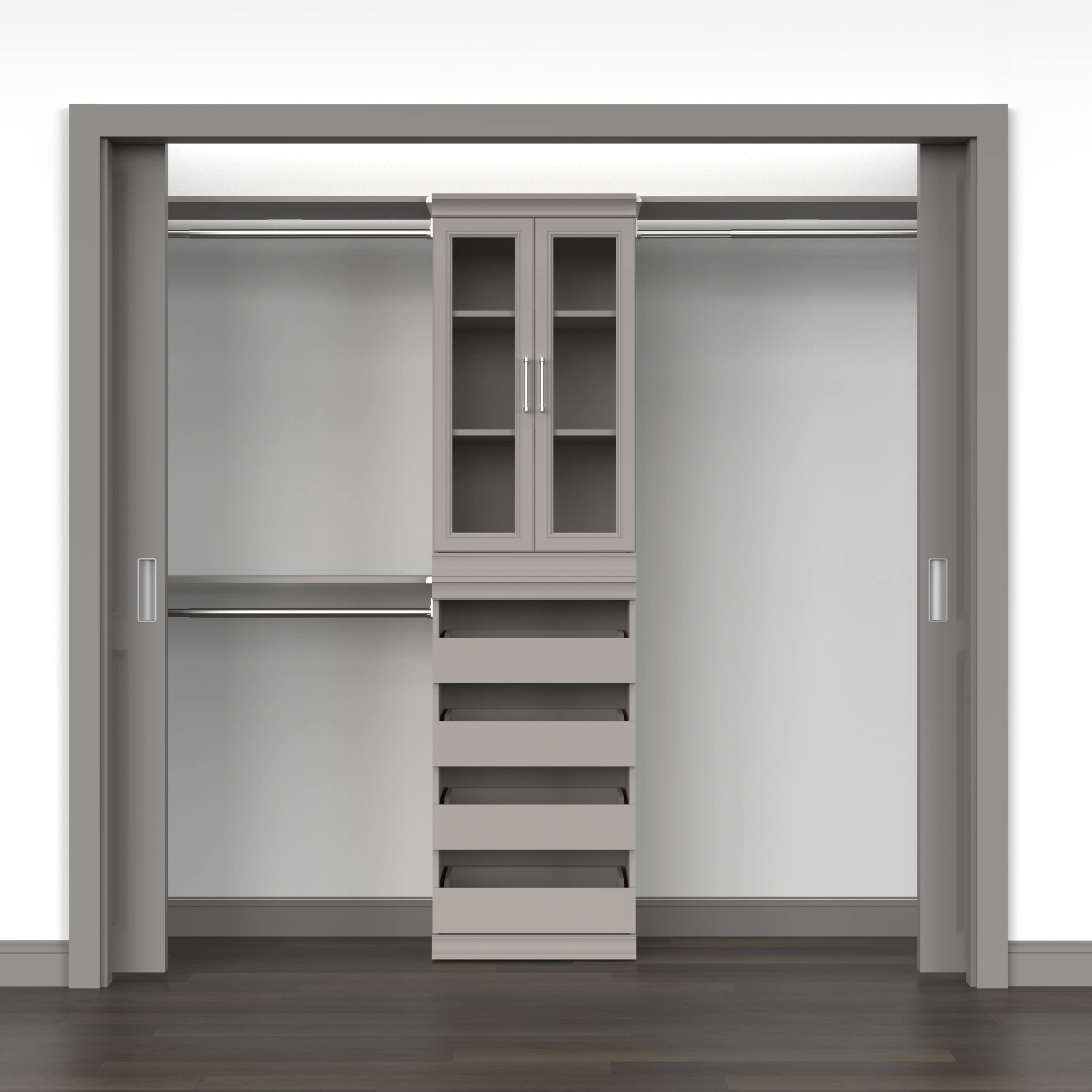 ClosetMaid Modular Storage Pair Set with 2 Glass Pane Doors - Wood Closet Organizer in Shaker Style, Taupe | Add-On Accessory for Shelf Units | Perfect for Bedroom, Closet & Home Organization