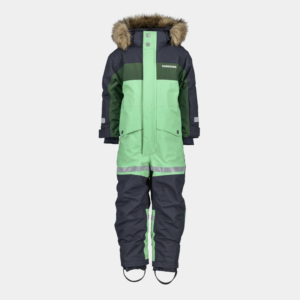 Didriksons Bjarven III Kids Snowsuit - Waterproof Winter Jacket & Pants Set for Boys & Girls, Pale Mint - Perfect for Skiing, Snowboarding & Outdoor Winter Play