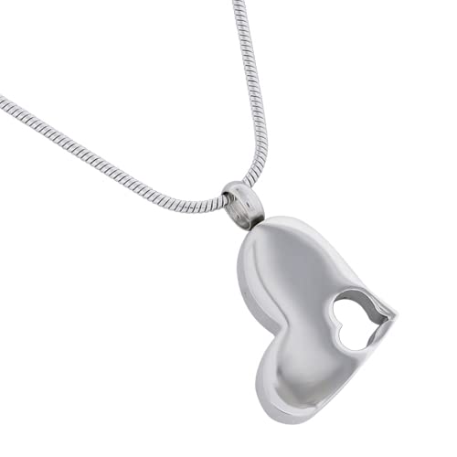 Stainless Steel Cremation Jewelry for Ashes - In Our Hearts Pendant Memorial Keepsake | Perfect for Honoring Loved Ones at Funerals, Memorial Services & Everyday Wear