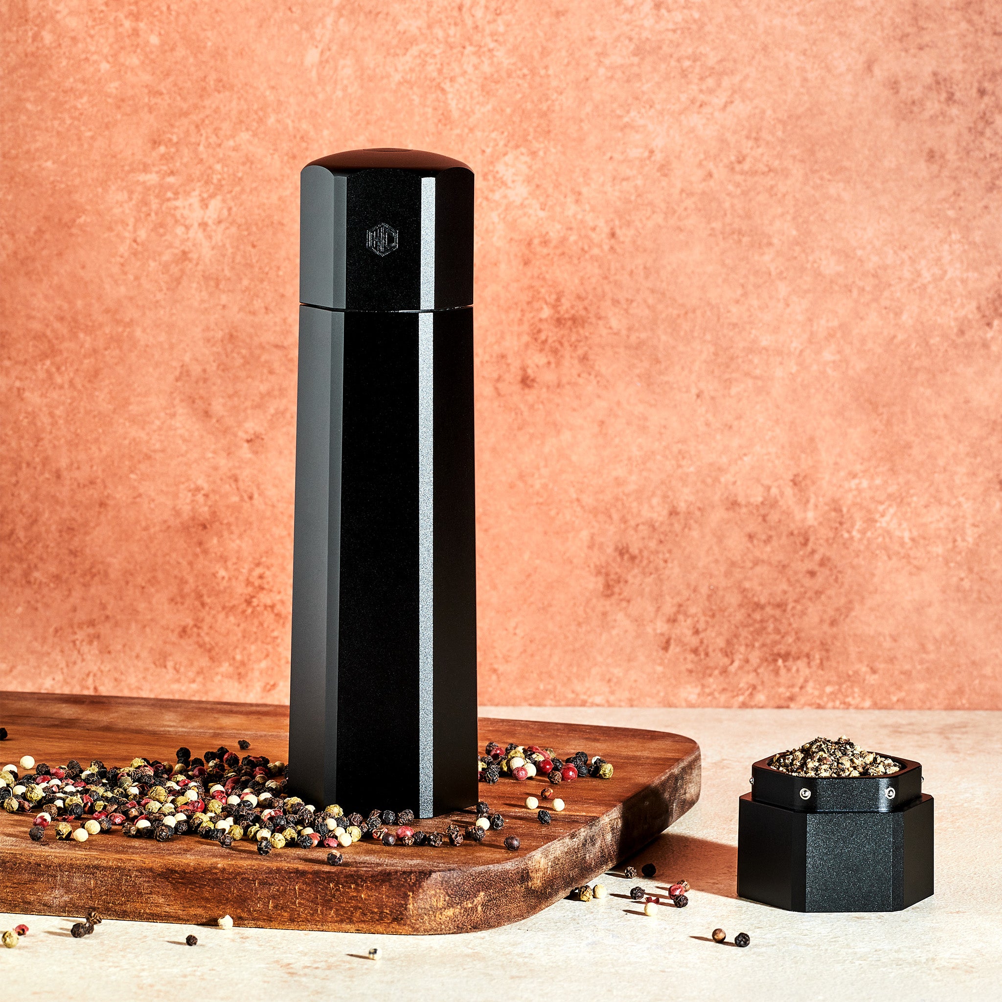 Premium HexMill Pepper Grinder - Adjustable Coarseness, Stainless Steel Mill for Freshly Ground Pepper - Perfect for Kitchen, Dining Table & Outdoor Cooking