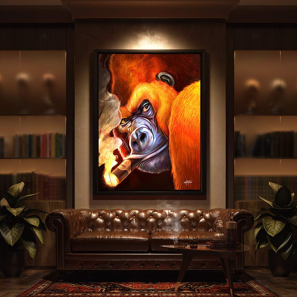 Inktuitive 'Gorilla Smoke' Motivational Canvas Wall Art - Modern Home & Office Decor for Bedroom, Living Room, Man Cave - 16x12 Inches - Perfect for Inspiring Spaces & Gifts