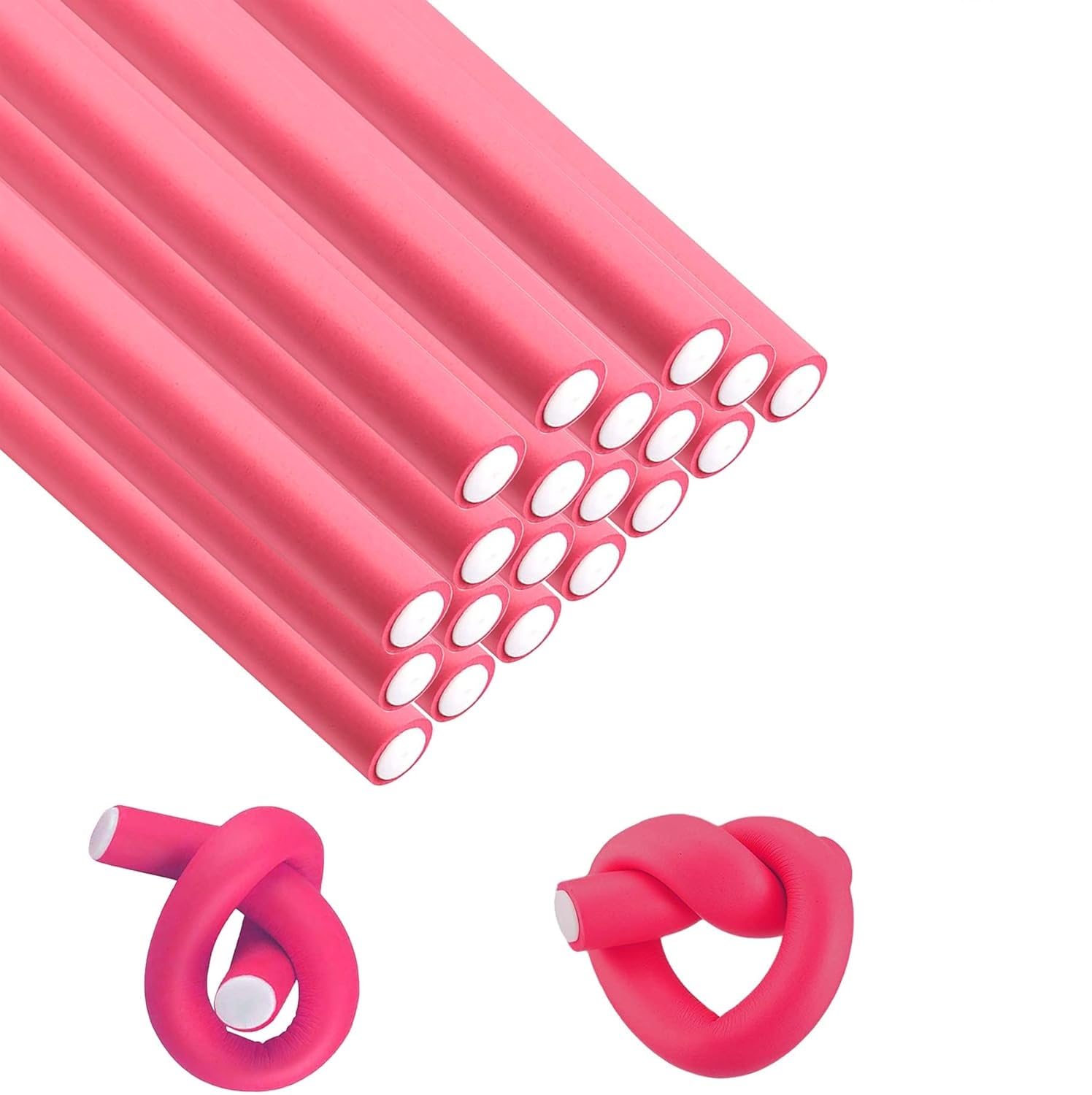 SWEETPEA Flexible Curling Rods & No Heat Hair Curlers Set - 10PCS Foam Twist Rollers with Steel Pintail Comb for Short & Long Hair (0.78x7 Inch Extra Large) - Perfect for Beach Waves, Overnight Curls & Heat-Free Styling