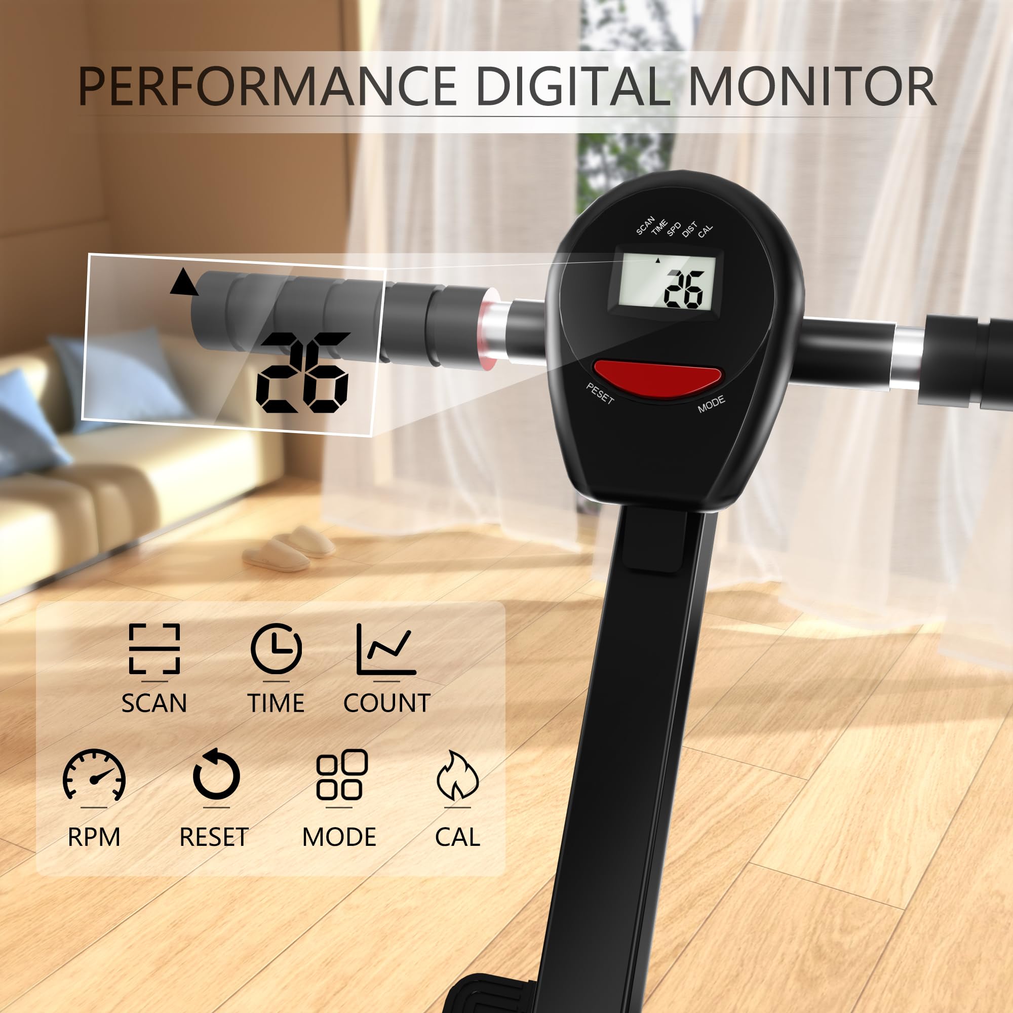 **Magnetic Rowing Machine for Home Workout - Adjustable 8-Speed Resistance, Supports 265 LBS - Fat Burning & Muscle Sculpting - Phone/Tablet Holder - Perfect for Cardio & Strength Training**