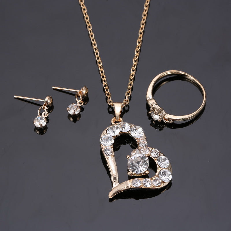 Elegant Heart Pendant Necklace Set with Rhinestones - Perfect for Valentine's Day Gifts, Anniversary Presents & Romantic Occasions