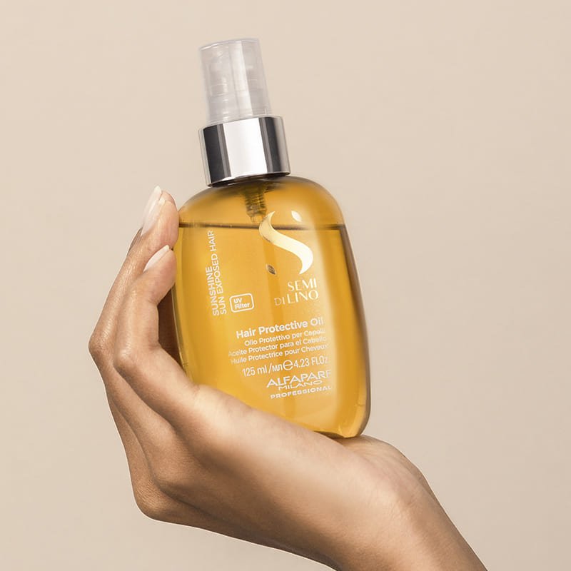 Alfaparf Semi Di Lino Sunshine Hair Protective Oil - UV Protection & Hydration for Sun-Exposed Hair - Perfect for Beach, Pool & Summer Outdoor Activities