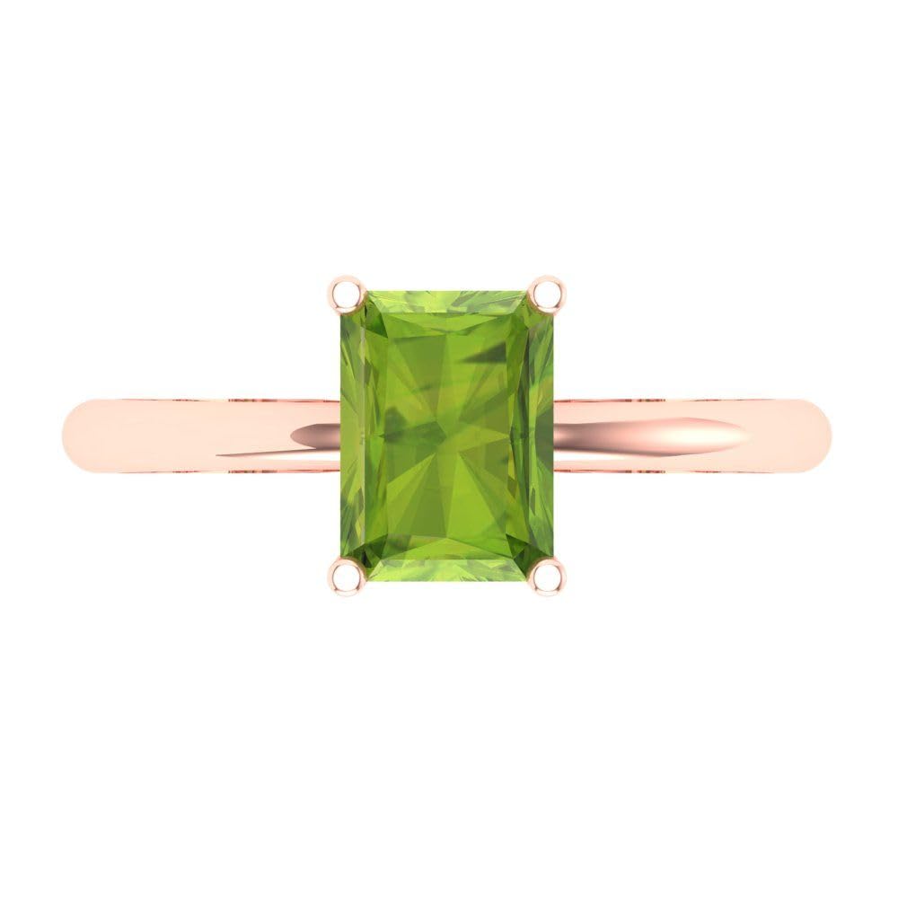 1.75ct Natural Peridot Radiant Cut Solitaire Ring - 18K Rose Gold Engagement, Wedding & Anniversary Jewelry for Women | Perfect for Proposals, Bridal Sets & Special Occasions