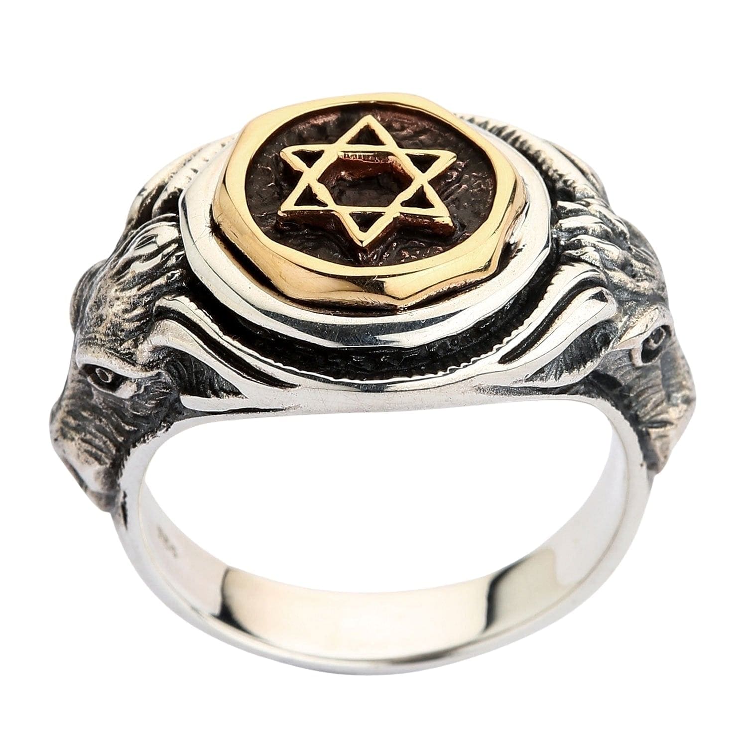 Men's Sterling Silver Star of David Goat Head Gothic Ring - Unique Religious Jewelry for Men, Perfect for Gothic Style, Punk Fashion & Spiritual Protection