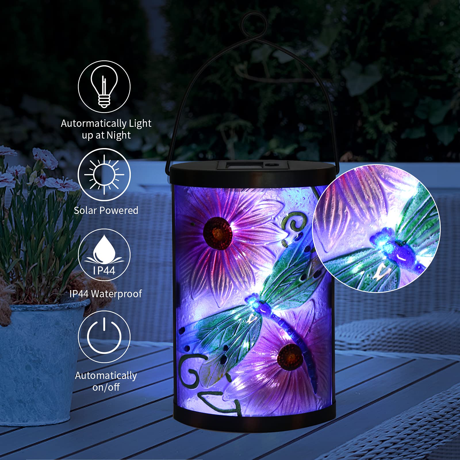 Solar Powered Dragonfly Lights - Waterproof Outdoor Hanging Lanterns for Garden, Yard, Tree & Desk Decor | Solar LED Lighting for Patio, Pathway & Landscape Decoration