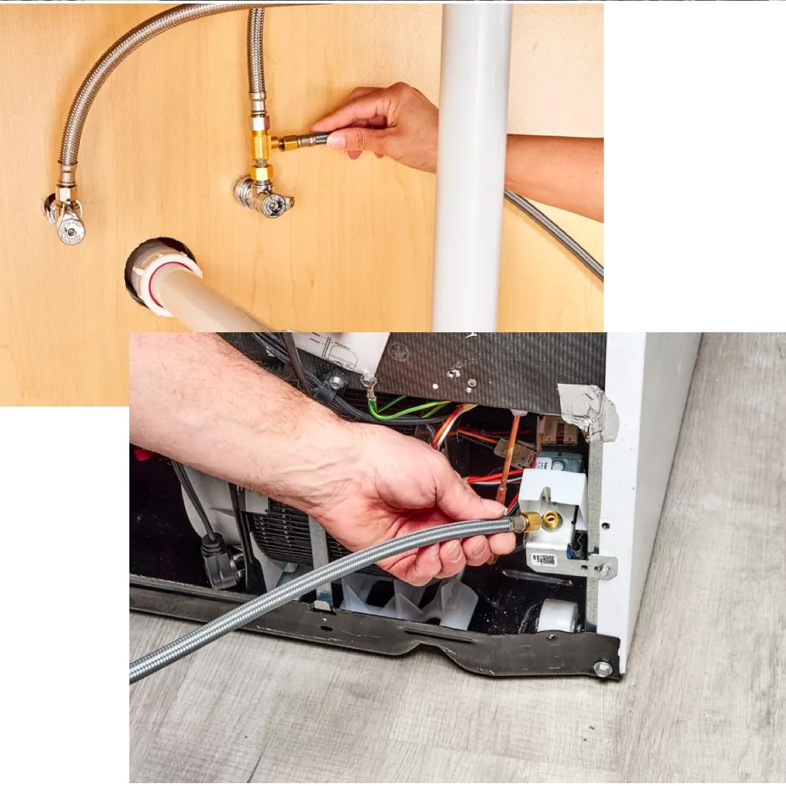 10 Ft Stainless Steel Refrigerator Water Line Kit - 1/4