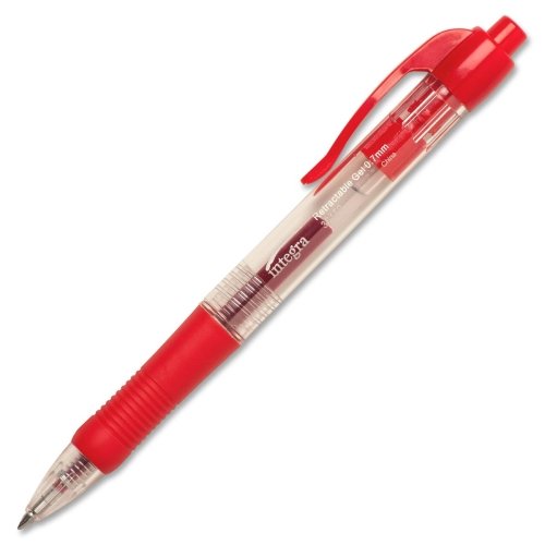 Wholesale Case of 25 Integra Retractable 0.7mm Gel Pens - Smooth Writing, Comfort Grip, Fine Point for Office, School & Note Taking - Bulk Pack Red Ink Pens