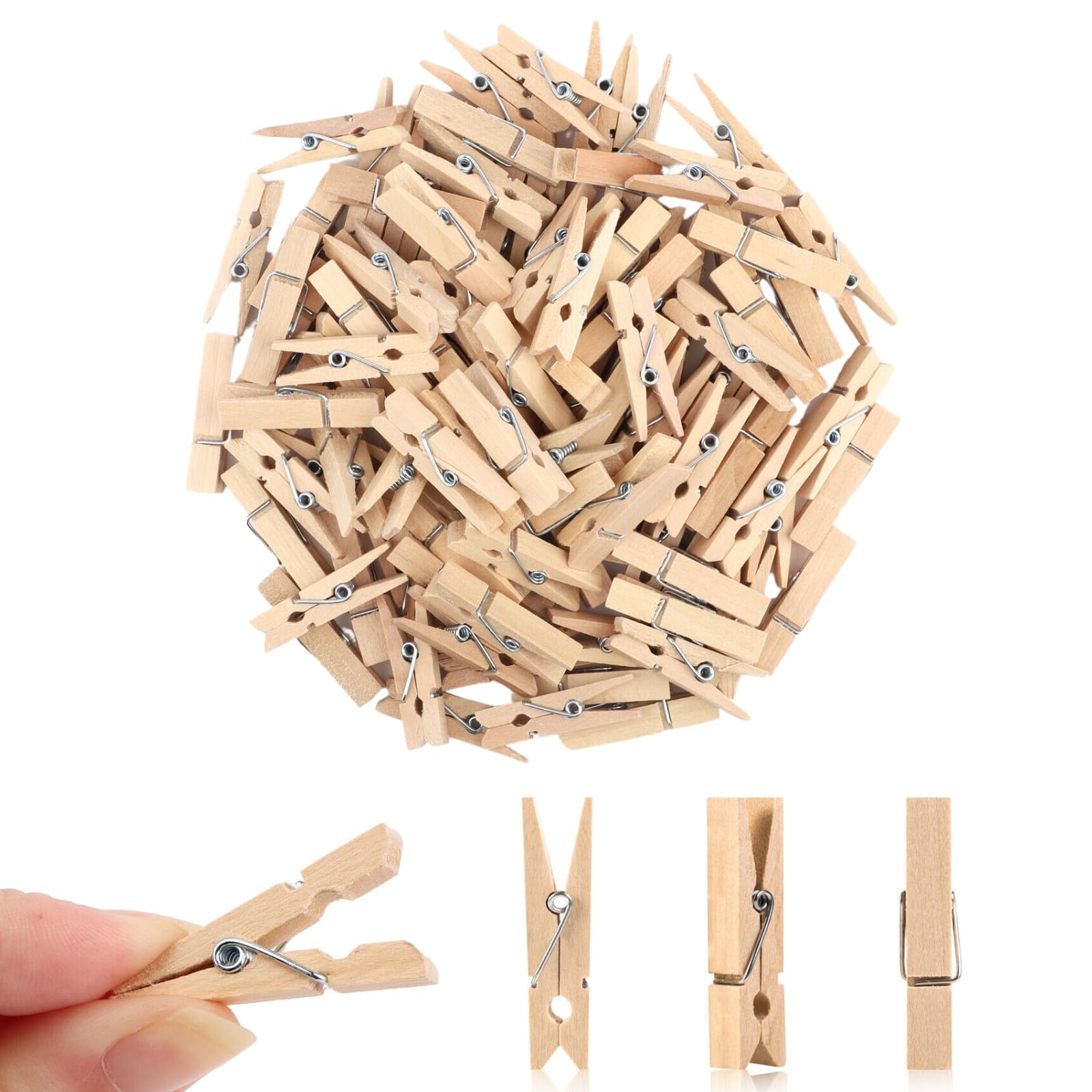 100-Piece Mini Wooden Clothespins with Storage Bag - Small Clips for Hanging Photos, DIY Crafts, Baby Shower Decor, Artwork Display & Laundry - Perfect for Home Organization & Creative Projects