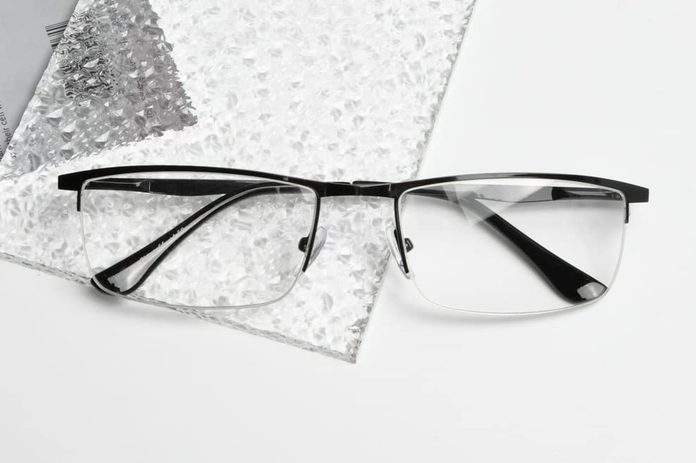 LUR Reading Glasses 3 Pack - Half-Rim Metal Readers for Women & Men (Black) - Perfect for Reading, Working, and Computer Use