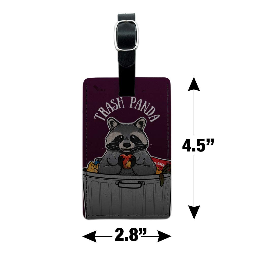 Raccoon Trash Panda Themed Rectangle Leather Luggage Tag - Durable Carry-On ID Tag for Suitcases & Backpacks - Perfect for Travel, Business Trips & Vacation Identification