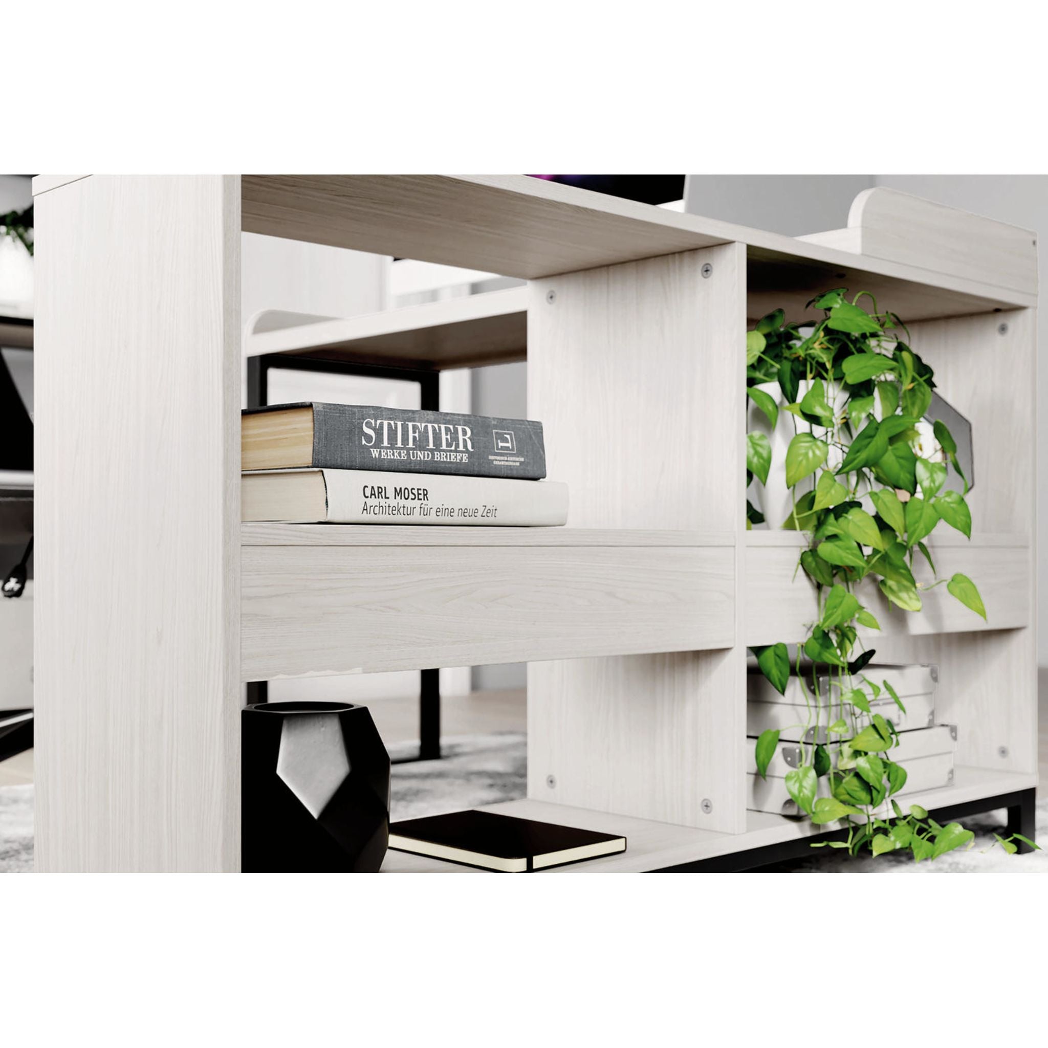 Bayflynn L-Shaped Computer Desk - White & Black Home Office Desk for Small Spaces, Gaming & Workstation Setup