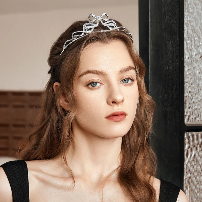 Grace Tiara Headband for Women - Elegant Rhinestone Wedding Hair Accessories for Brides, Prom, Pageant, and Special Occasions