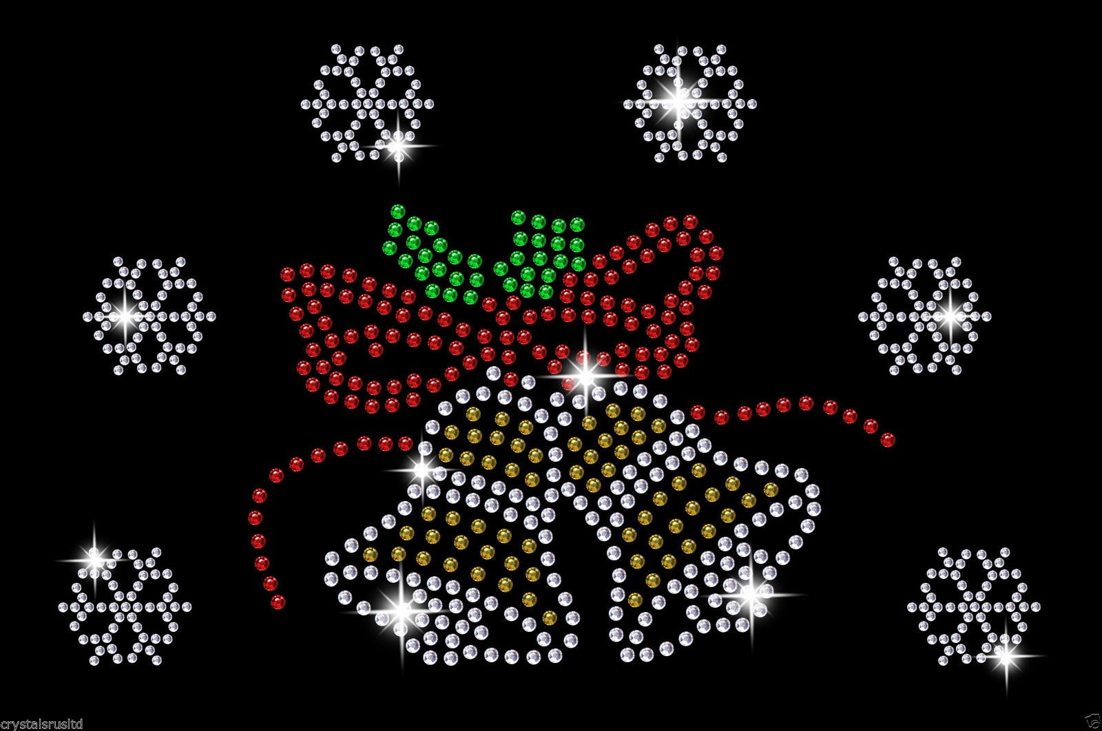 Snowflake Crystal Christmas Bell Iron-on Applique - Festive Holiday Decor for DIY Crafts, Garments, and Home Decorating