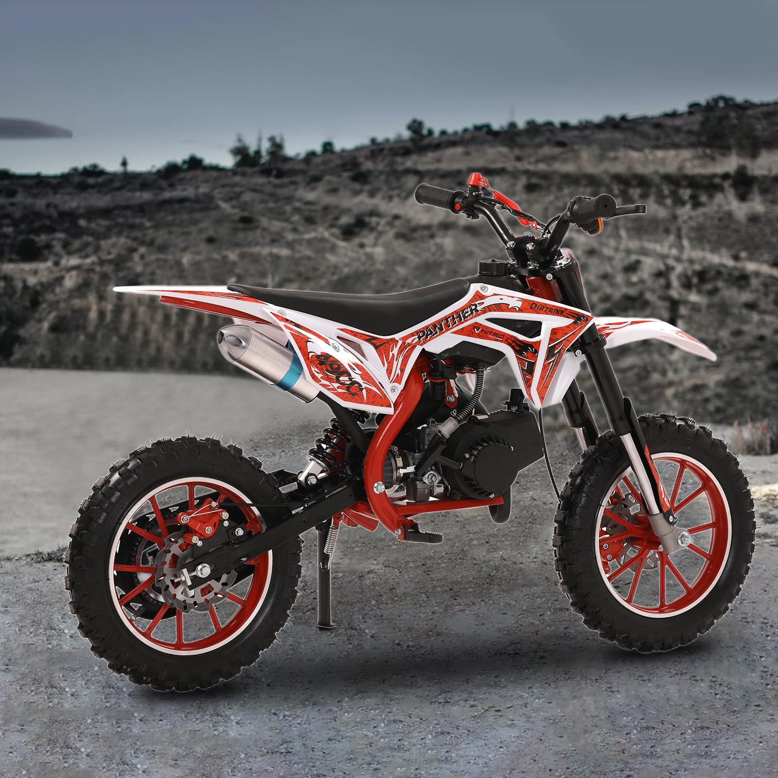 50CC 2-Stroke Gas Powered Kids Dirt Bike - Off-Road Mini Motorcycle with Front & Rear Disc Brakes, Up to 25 MPH & 330 LBS Capacity - Perfect for Motocross, Backyard Riding & Outdoor Adventures for Kids & Adults