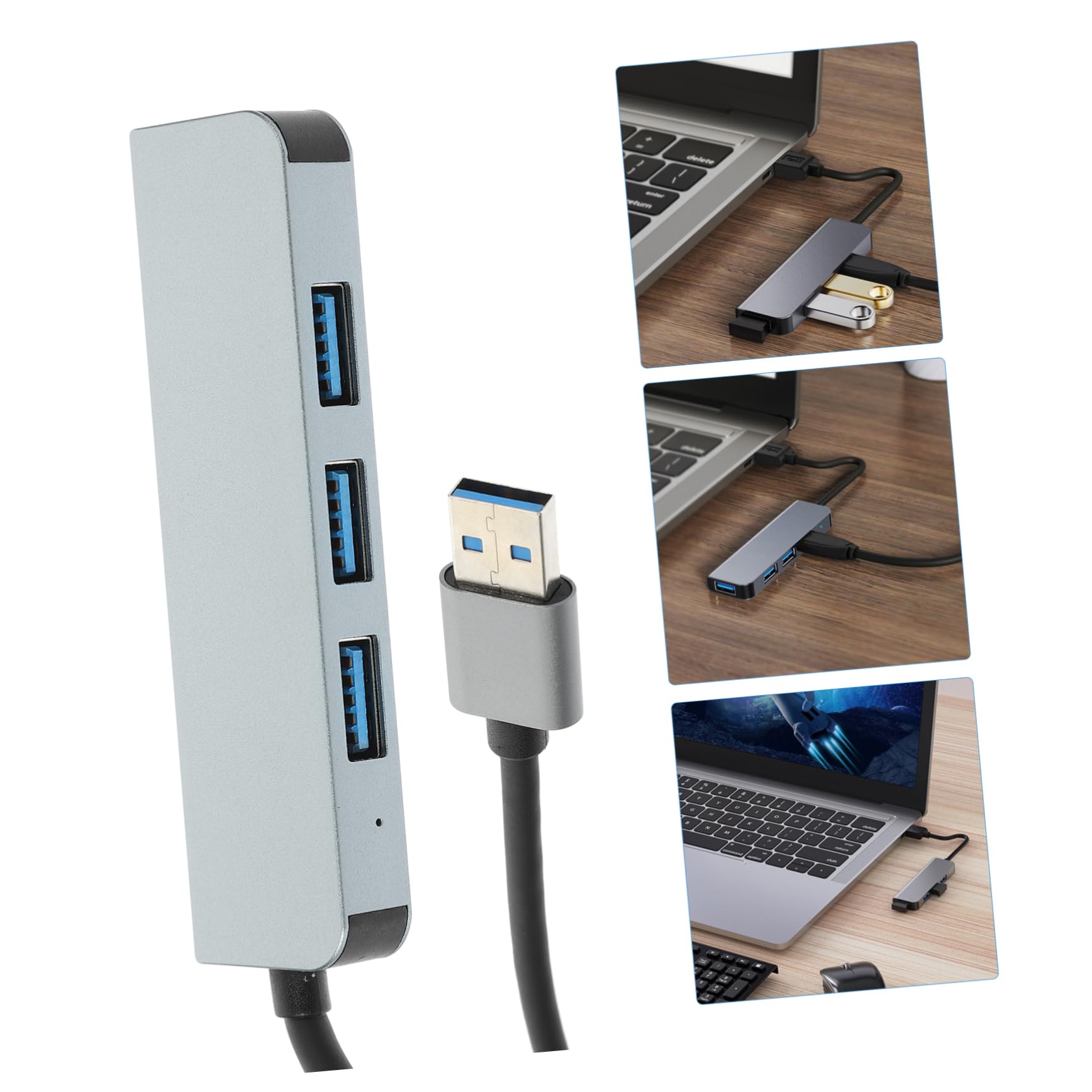 HOMSFOU 7-in-1 USB Hub with 4 USB 3.0 Ports & 3 Fast Charging Ports - Aluminum Alloy USB Splitter for Laptop, PC, MacBook - Perfect for Home Office, Gaming & Multi-Device Charging