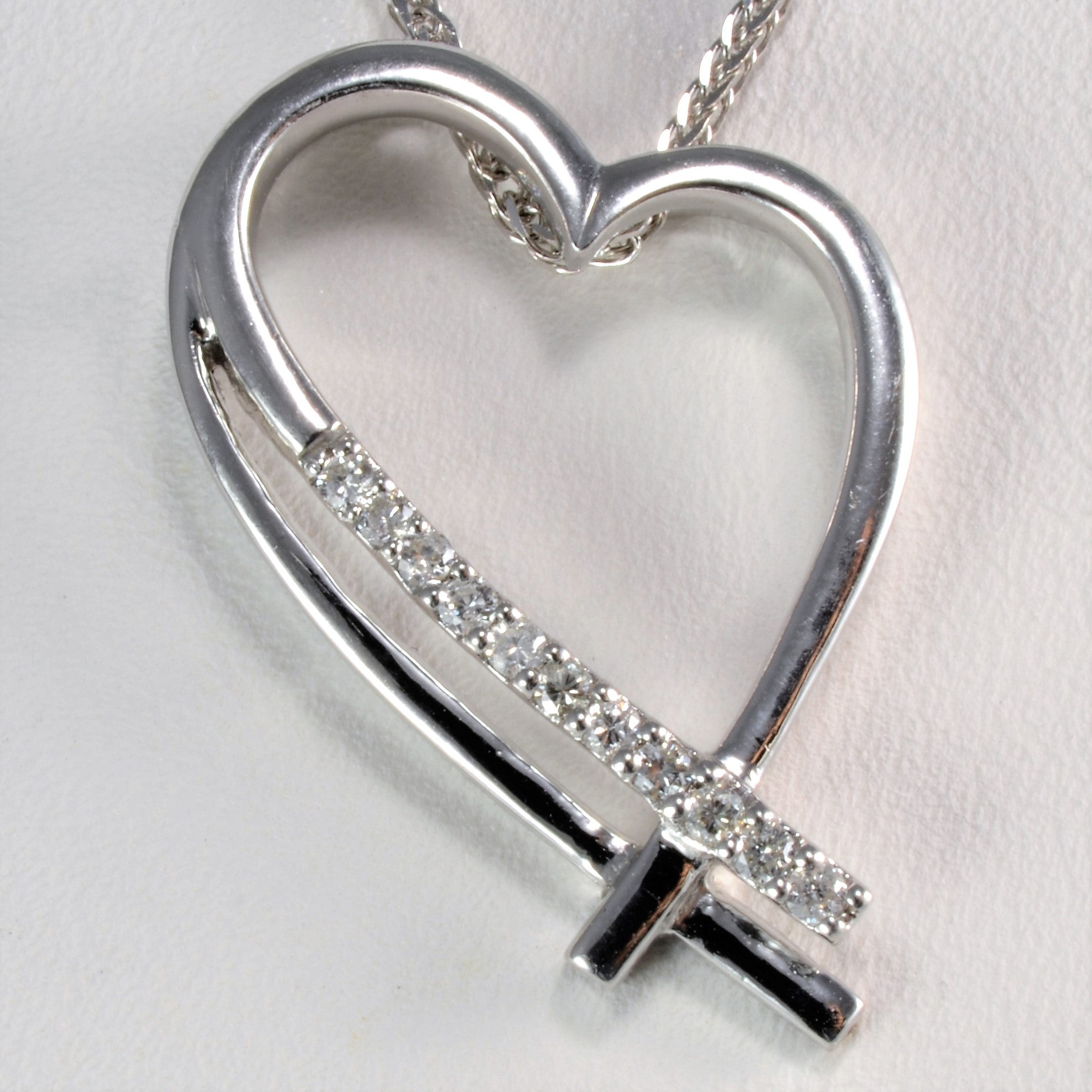 Italian Heart Shape Diamond Pendant Necklace - 0.12ctw 16
