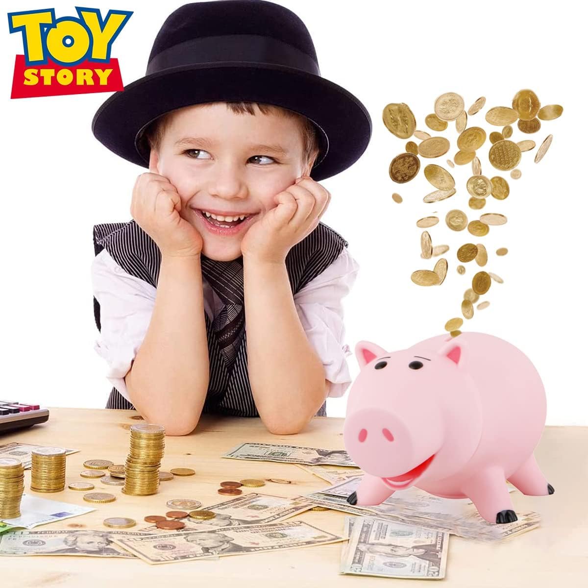 PHOCAS Hairphocas Cute Pink Pig Money Box - Plastic Piggy Bank for Kids, Christmas Birthday Gift with Box - Perfect for Savings, Piggy Bank for Kids Room Decor, Piggy Bank for Girls & Boys