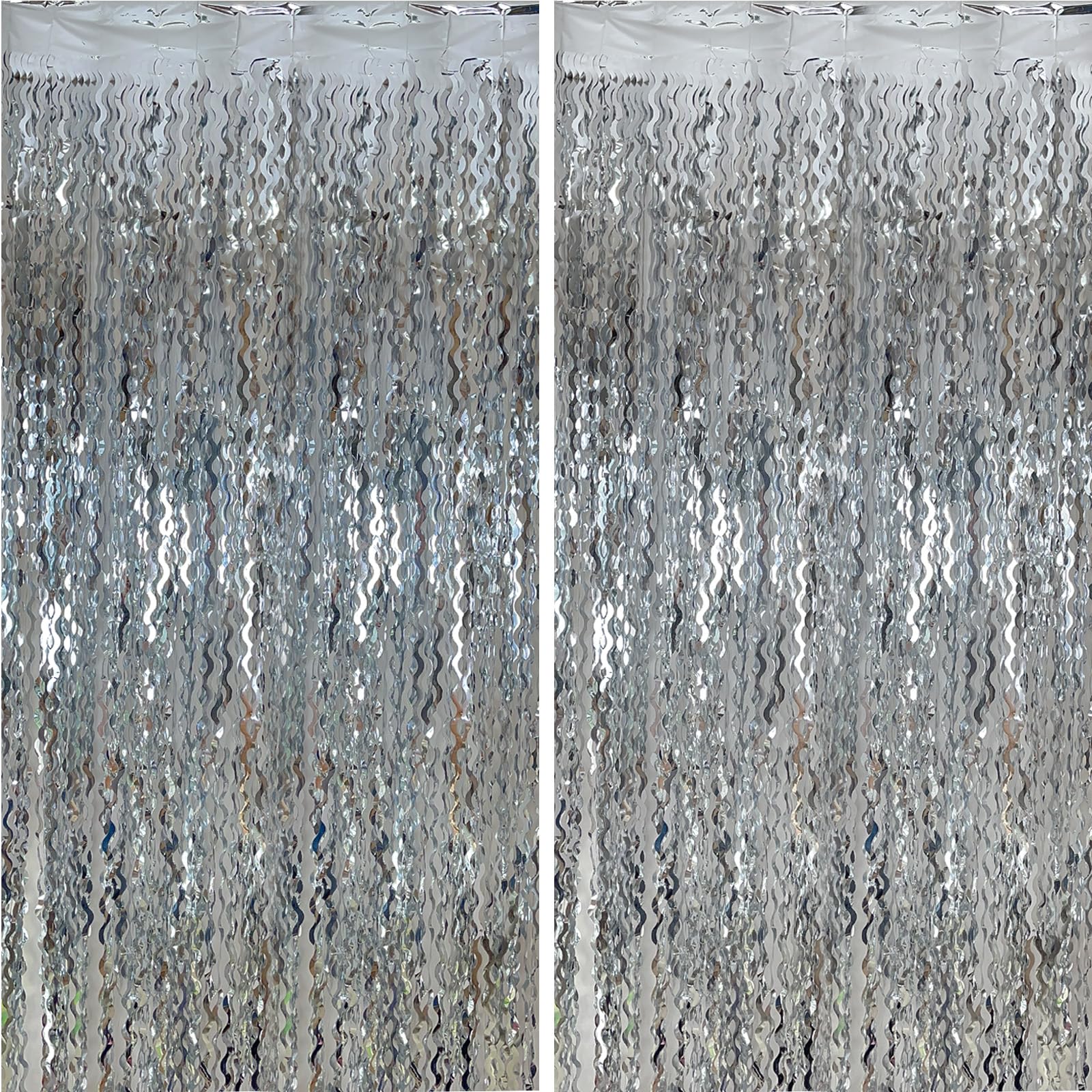 Silver Streamers Photo Backdrop - Shimmer Wall Decor for Christmas, Bachelorette Parties, Birthdays, Engagement & Bridal Showers | Disco Party Supplies | Perfect for Event Photography & Celebration Decorations