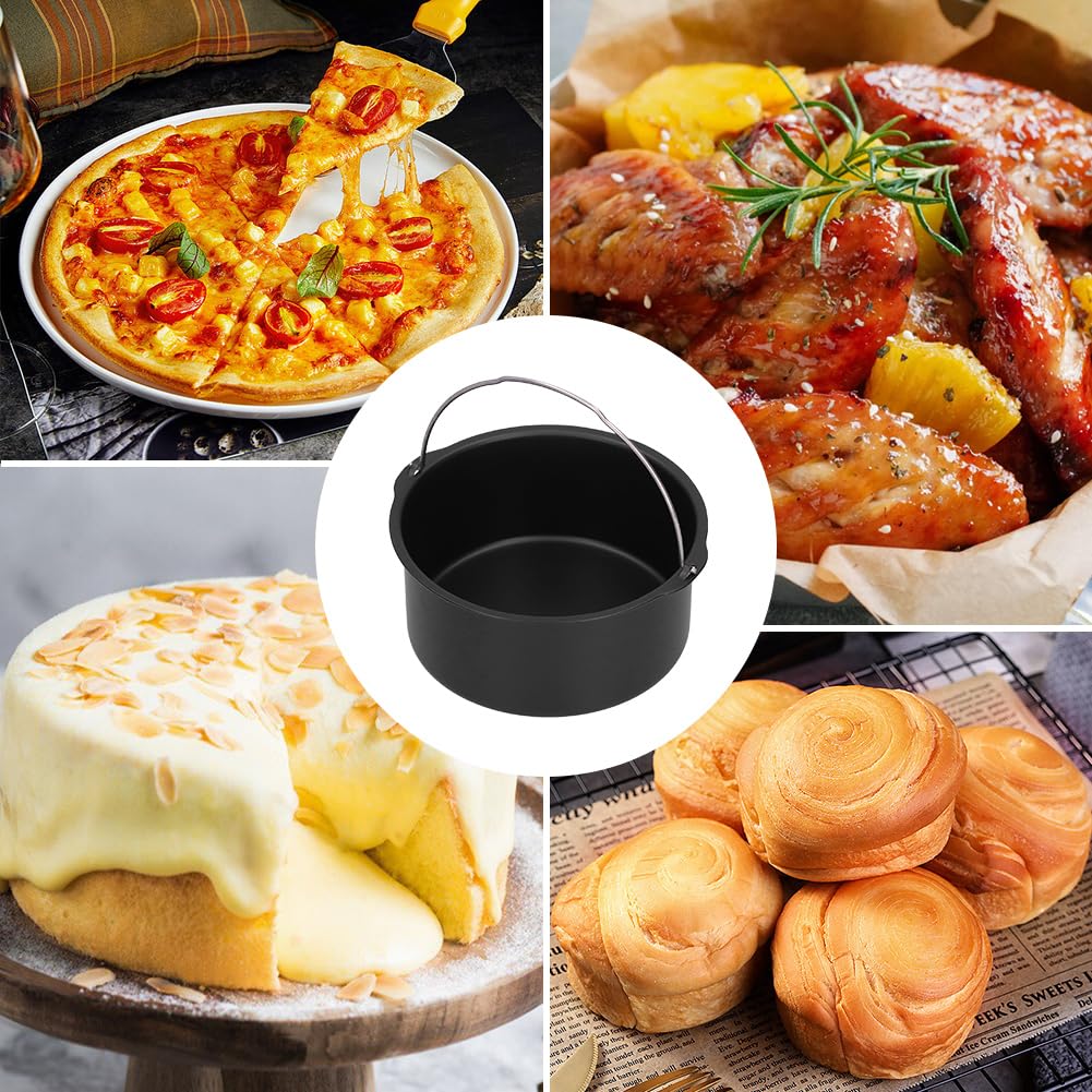 8 Inch Universal Black Air Fryer Accessories - Non-Stick Carbon Steel Cooking Rack for Air Fryers, Ovens & Grills - Perfect for Baking, Roasting & Reheating Food