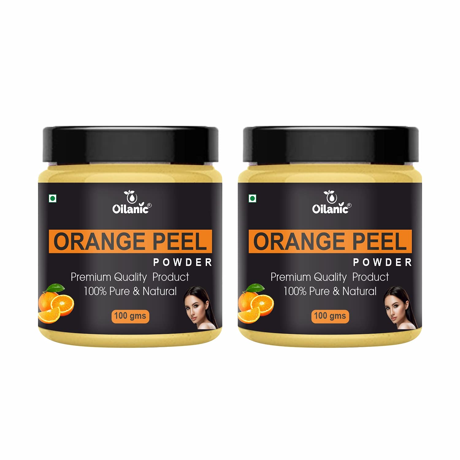 Oilanic 100% Pure Natural Orange Peel Powder for Skin & Hair Care - 2 Pack (200g Each) | Brightening Face Mask, Exfoliating Scrub & Hair Growth Treatment