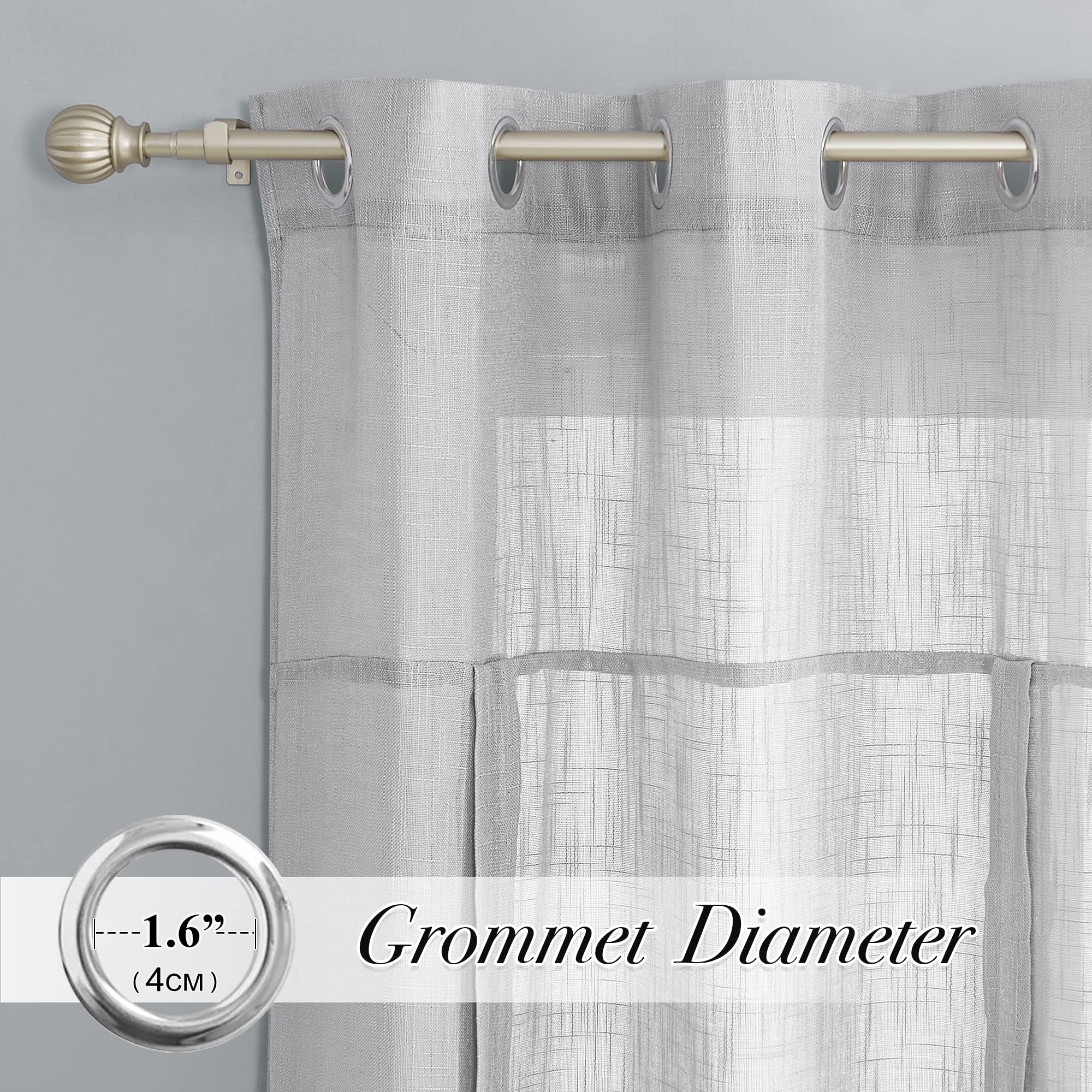 PONY DANCE Light Filtering Sheer Bathroom Curtains - Adjustable Tie-Up Roman Shades for Small Windows (42