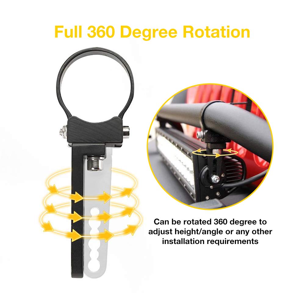 AUXMART 1.75 Inch Bullbar Nudge Bar Mounting Brackets - Heavy Duty Tube Clamp for LED Light Bar Installation - Perfect for Off-Road Trucks, Jeeps & 4x4 Vehicles