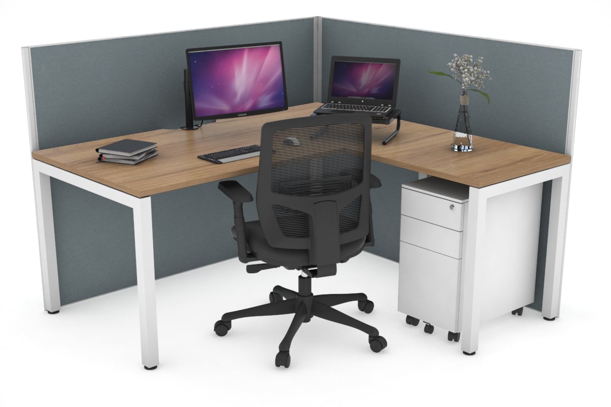 Horizon Quadro Square Legs L-Shaped Corner Office Desk - 1600L x 1800W with Cable Management | Modern Home Office & Gaming Desk for Small Spaces