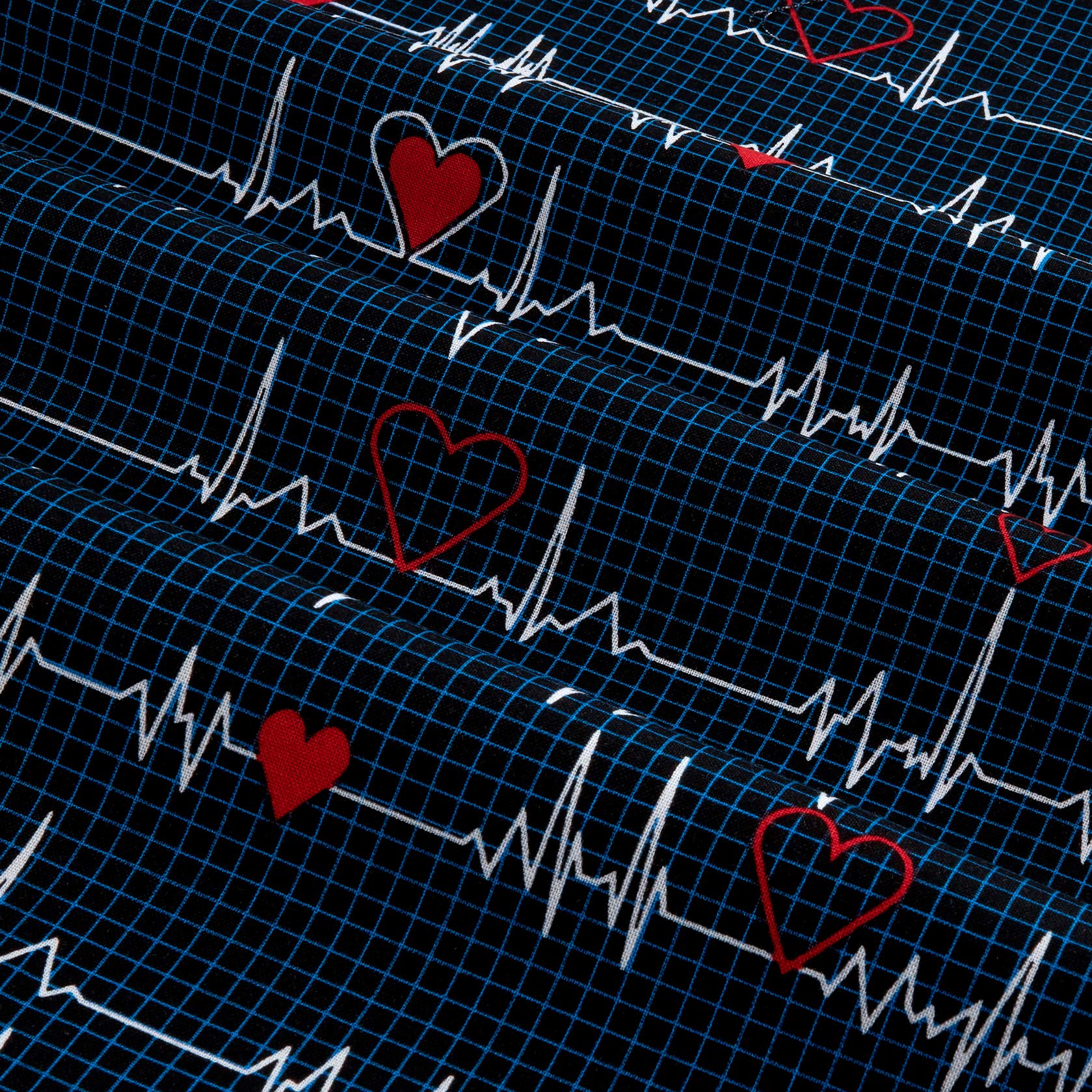 Windham Quilt Fabrics - Calling All Nurses Heartbeat Black Quilt Fabric by The Yard | Medical Themed Cotton Fabric for Nursing Quilts, Scrubs & DIY Crafts