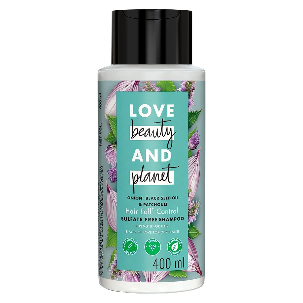 Ove Beauty & Planet Onion Oil & Blackseed Oil Sulfate-Free Hair Fall Control Shampoo with Patchouli Essential Oil – 400ml | Paraben-Free, Dye-Free | For Thicker, Healthier Hair – Ideal for Daily Use & Scalp Care