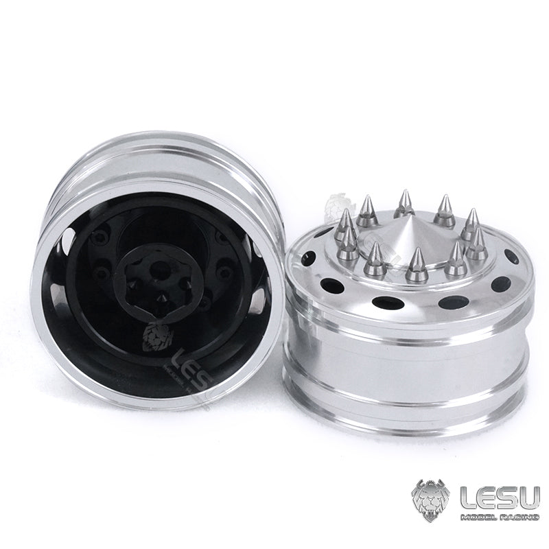 LESU Unpowered/Powered Bearing Hexagon Brake Metal Front Wheel Hub with Rubber Tires - DIY Replacement Part for 1/14 Tamiya RC Tractor Truck Models - Perfect for RC Car Repair, Upgrades & Off-Road Racing Scenes