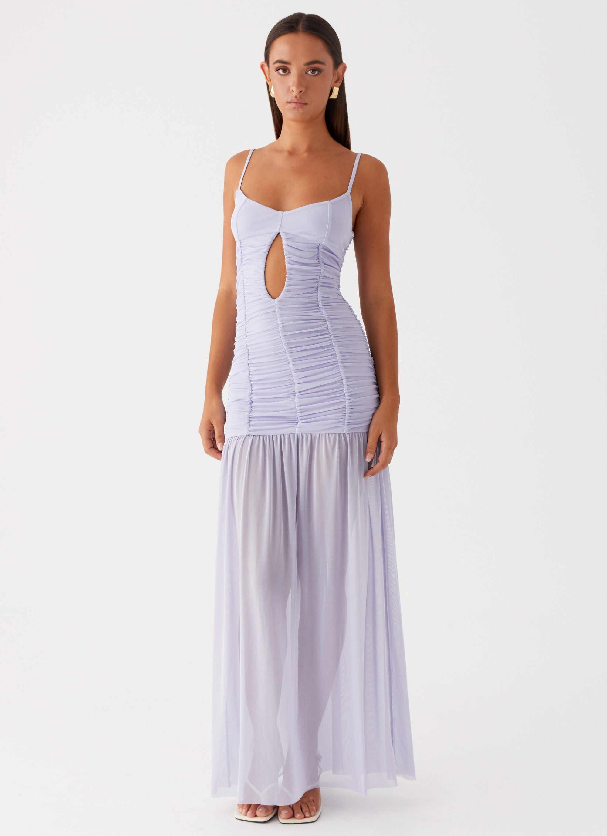 Constance Mesh Maxi Dress - Flowy Long Summer Dress in Lavender for Women | Beach Wedding, Boho Party & Vacation Outfit