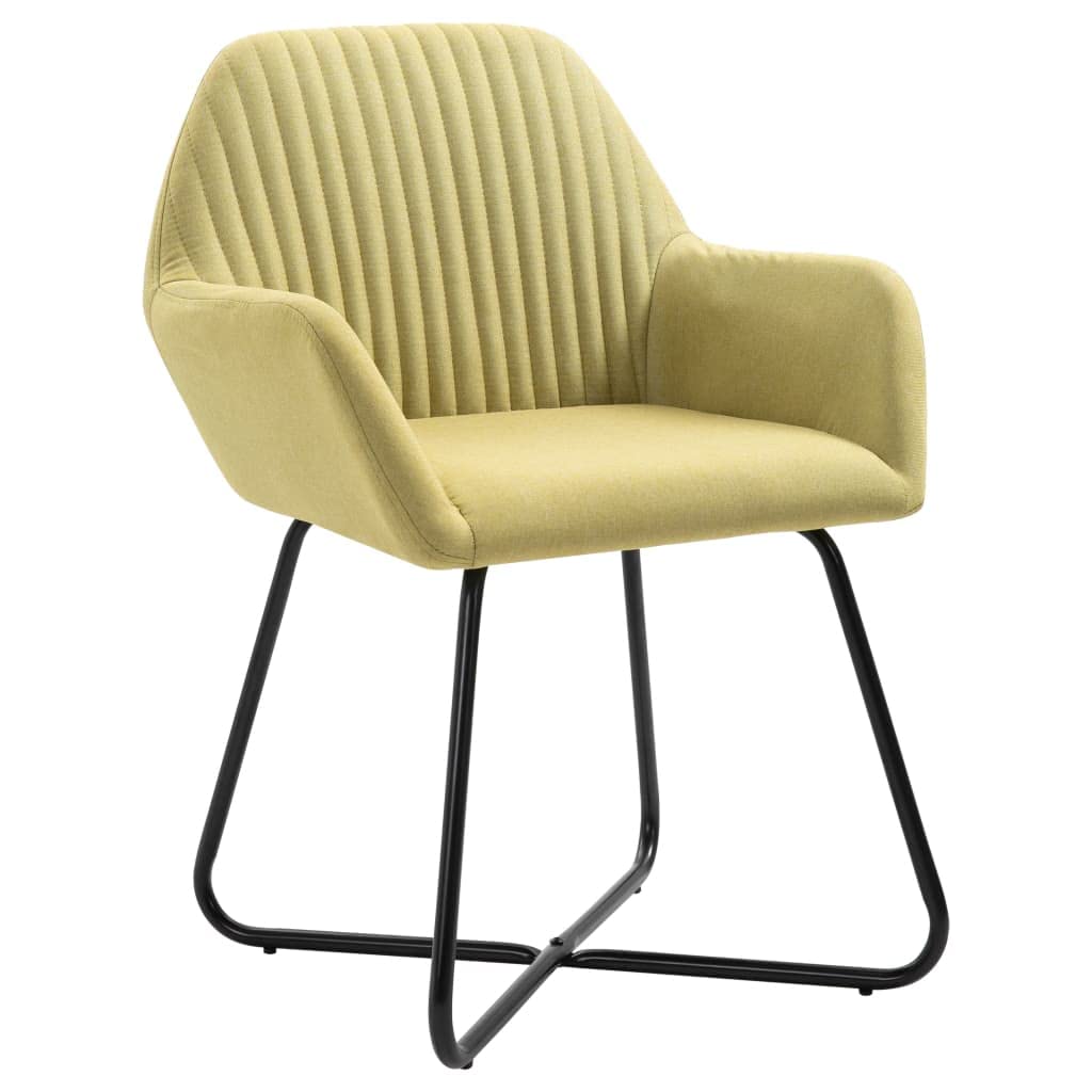SKM Modern Dining Chairs Set of 2 - Green Fabric Upholstered Kitchen Chairs with Sturdy Metal Legs - Perfect for Dining Room, Kitchen, Breakfast Nook and Small Spaces