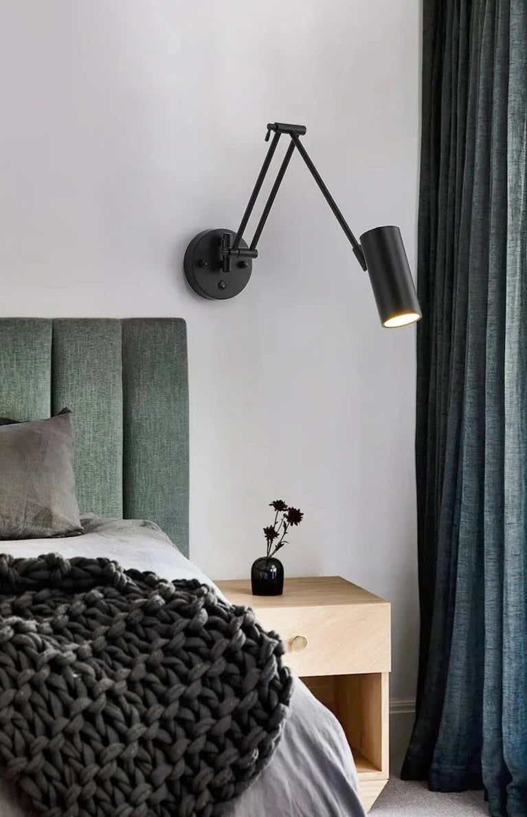 Long Arm Swing Wall Lamp with Internal Touch Sensor - Modern Dimmable LED Light for Bedroom, Living Room, and Hallway